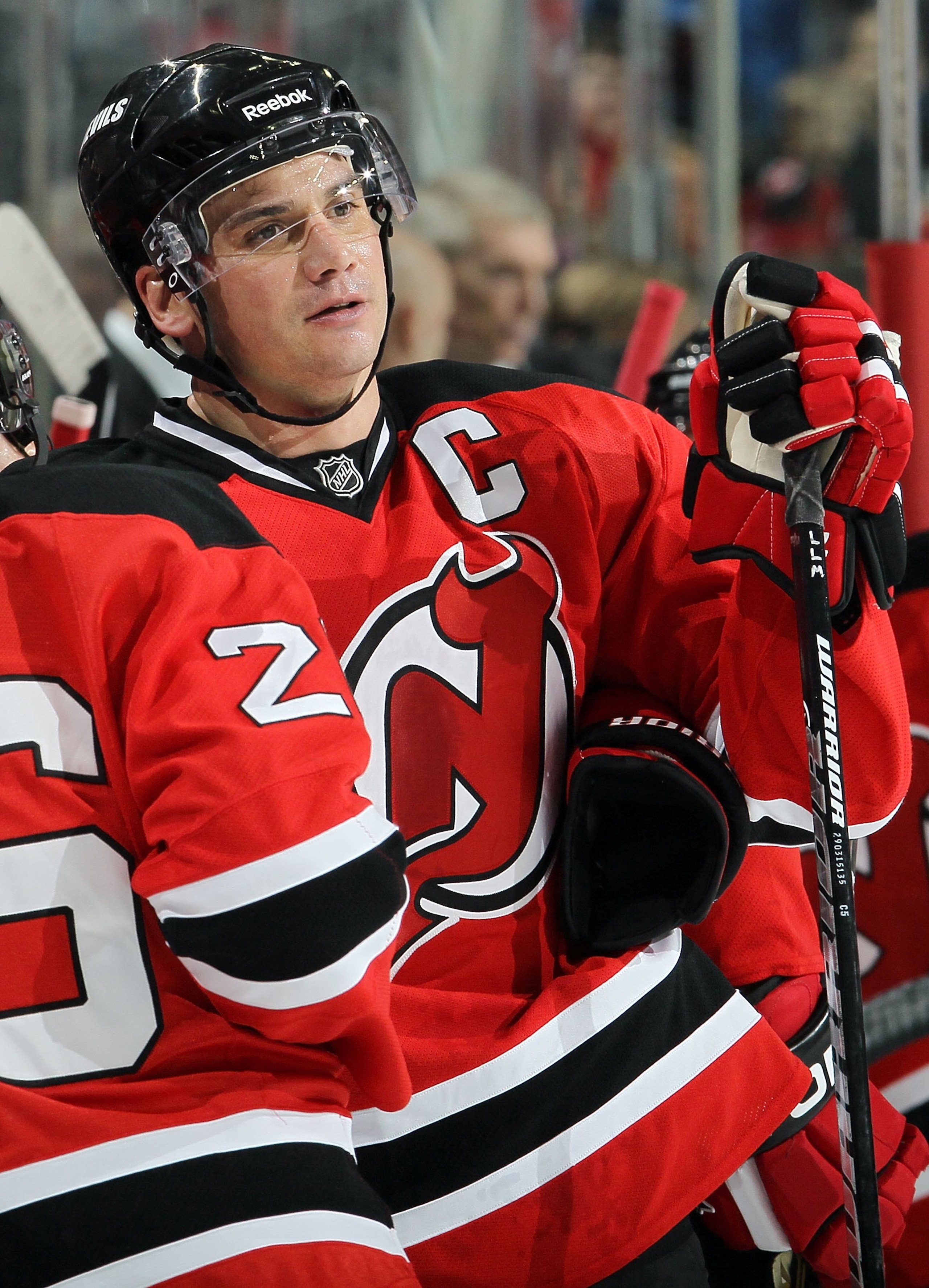 NEWARK, NJ - DECEMBER 31:  Jamie Langenbrunner #15 of the New Jersey Devils skates against the Atlanta Thrashers at the Prudential Center on December 31, 2010 in Newark, New Jersey.  (Photo by Jim McIsaac/Getty Images)