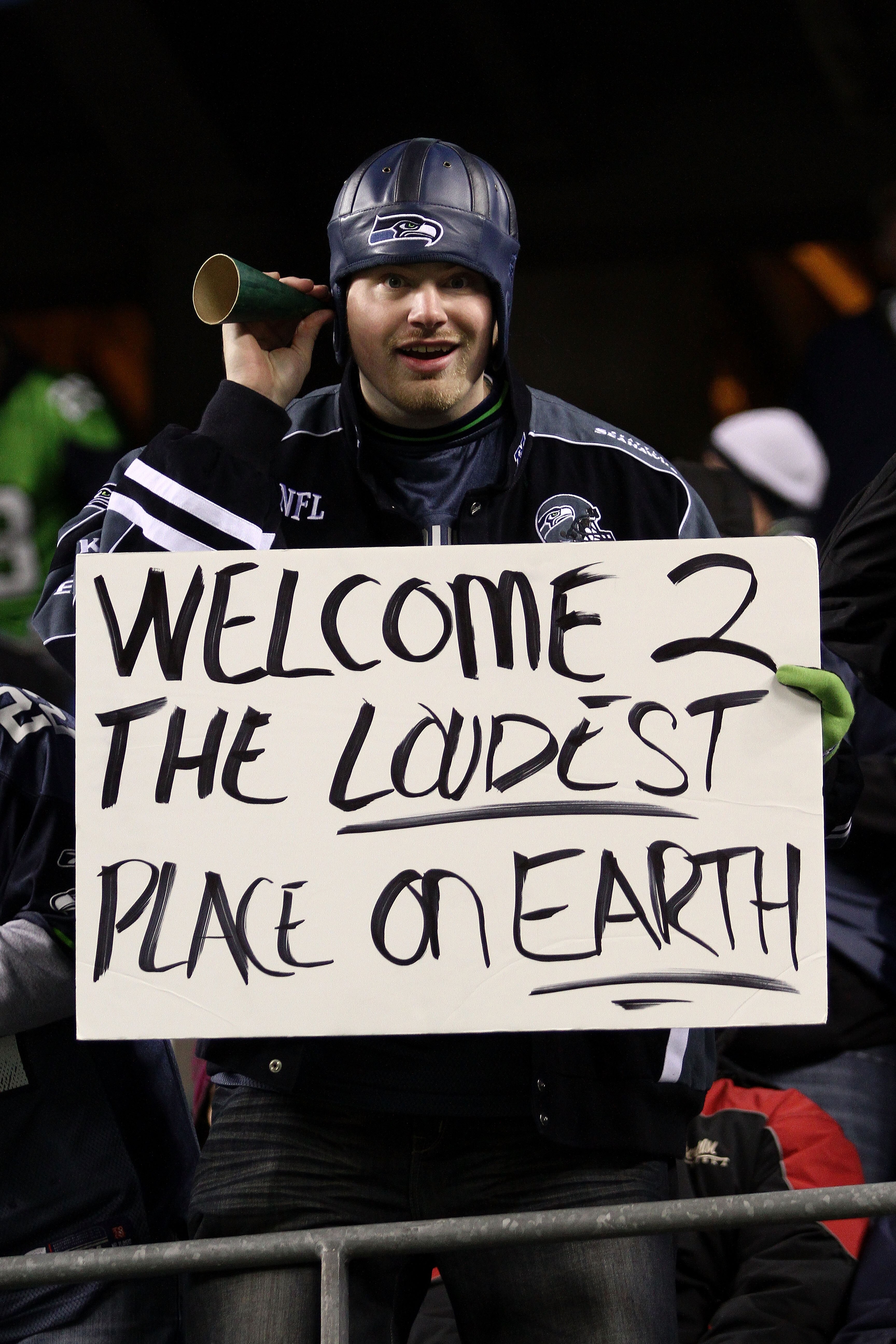 SEATTLE, WA - JANUARY 02:  A fan of the Seattle Seahawks holds a sign during their game against the St. Louis Rams at Qwest Field on January 2, 2011 in Seattle, Washington.  (Photo by Otto Greule Jr/Getty Images)