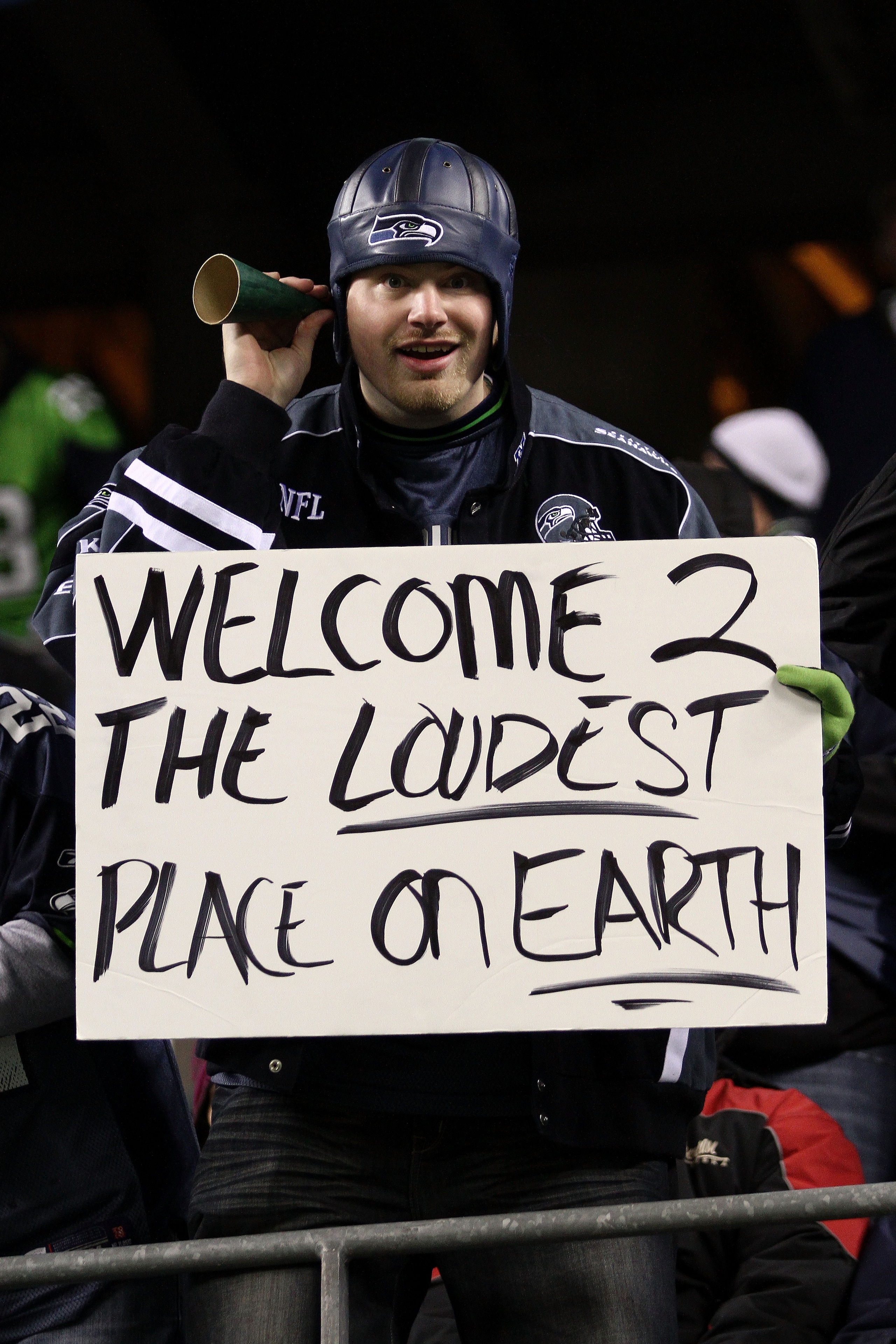 SEATTLE, WA - JANUARY 02:  A fan of the Seattle Seahawks holds a sign during their game against the St. Louis Rams at Qwest Field on January 2, 2011 in Seattle, Washington.  (Photo by Otto Greule Jr/Getty Images)