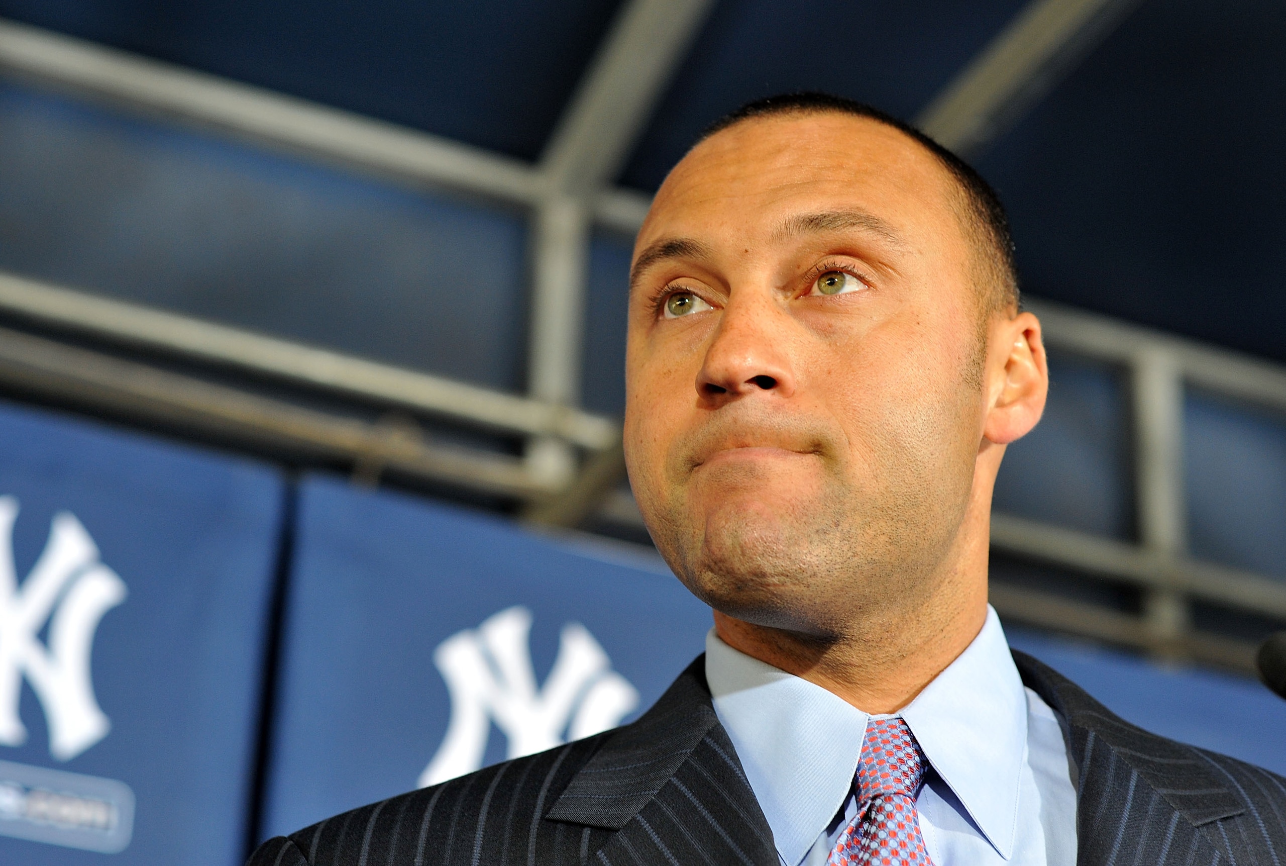 TAMPA, FL - DECEMBER 07: Shortstop Derek Jeter of the New York Yankees talks to the media during a press conference to announce his new contract with the club on December 7, 2010 in Tampa, Florida. (Photo by Tim Boyles/Getty Images) TAMPA, FL - DECEMBER 07: Shortstop Derek Jeter of the New York Yankees talks to the media during a press conference to announce his new contract with the club on December 7, 2010 in Tampa, Florida. (Photo by Tim Boyles/Getty Images)