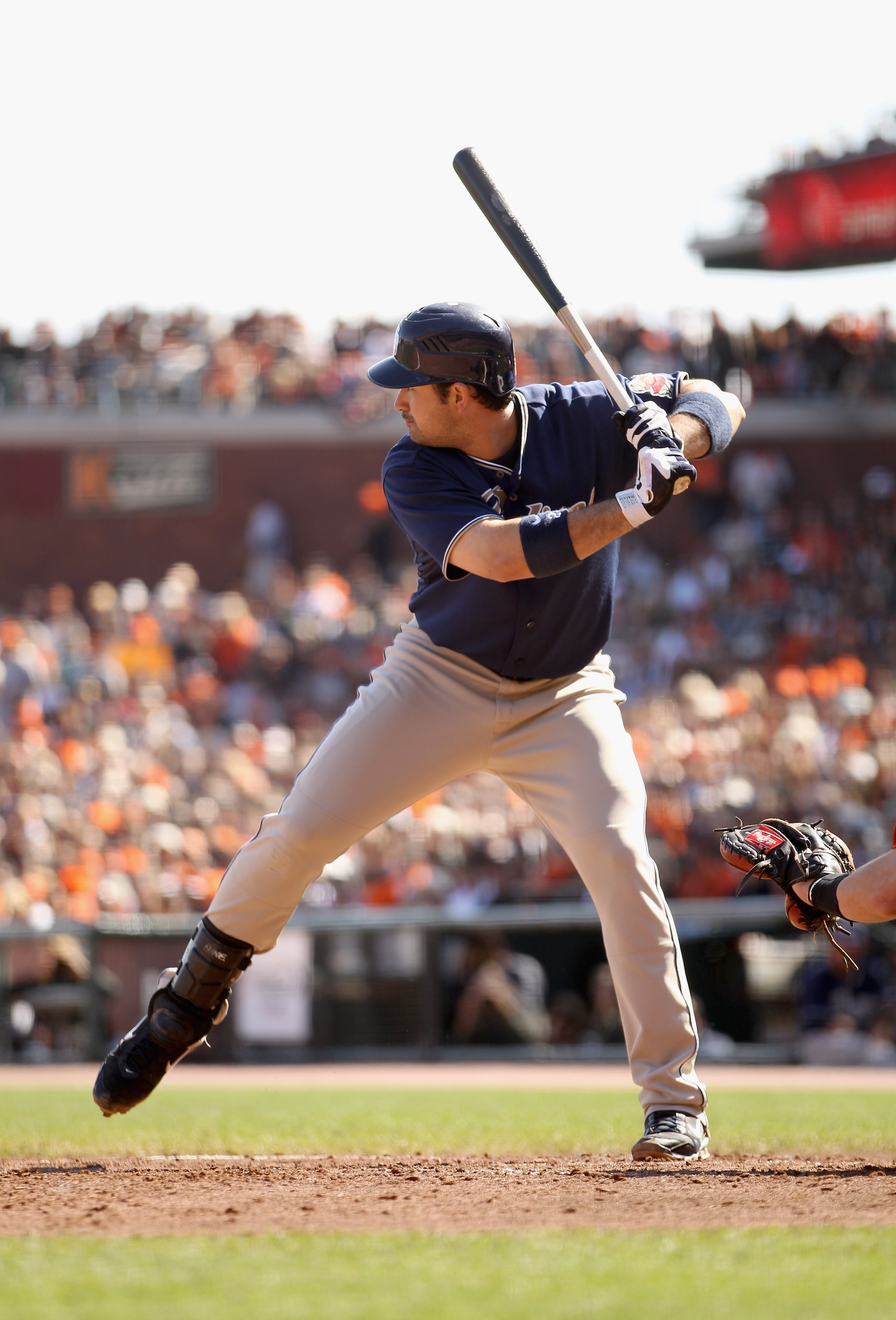 SAN FRANCISCO - OCTOBER 03: Adrian Gonzalez #23 of the San Diego Padres bats against the San Francisco Giants at AT&T Park on October 3, 2010 in San Francisco, California. (Photo by Ezra Shaw/Getty Images) SAN FRANCISCO - OCTOBER 03: Adrian Gonzalez #23 of the San Diego Padres bats against the San Francisco Giants at AT&T Park on October 3, 2010 in San Francisco, California. (Photo by Ezra Shaw/Getty Images)