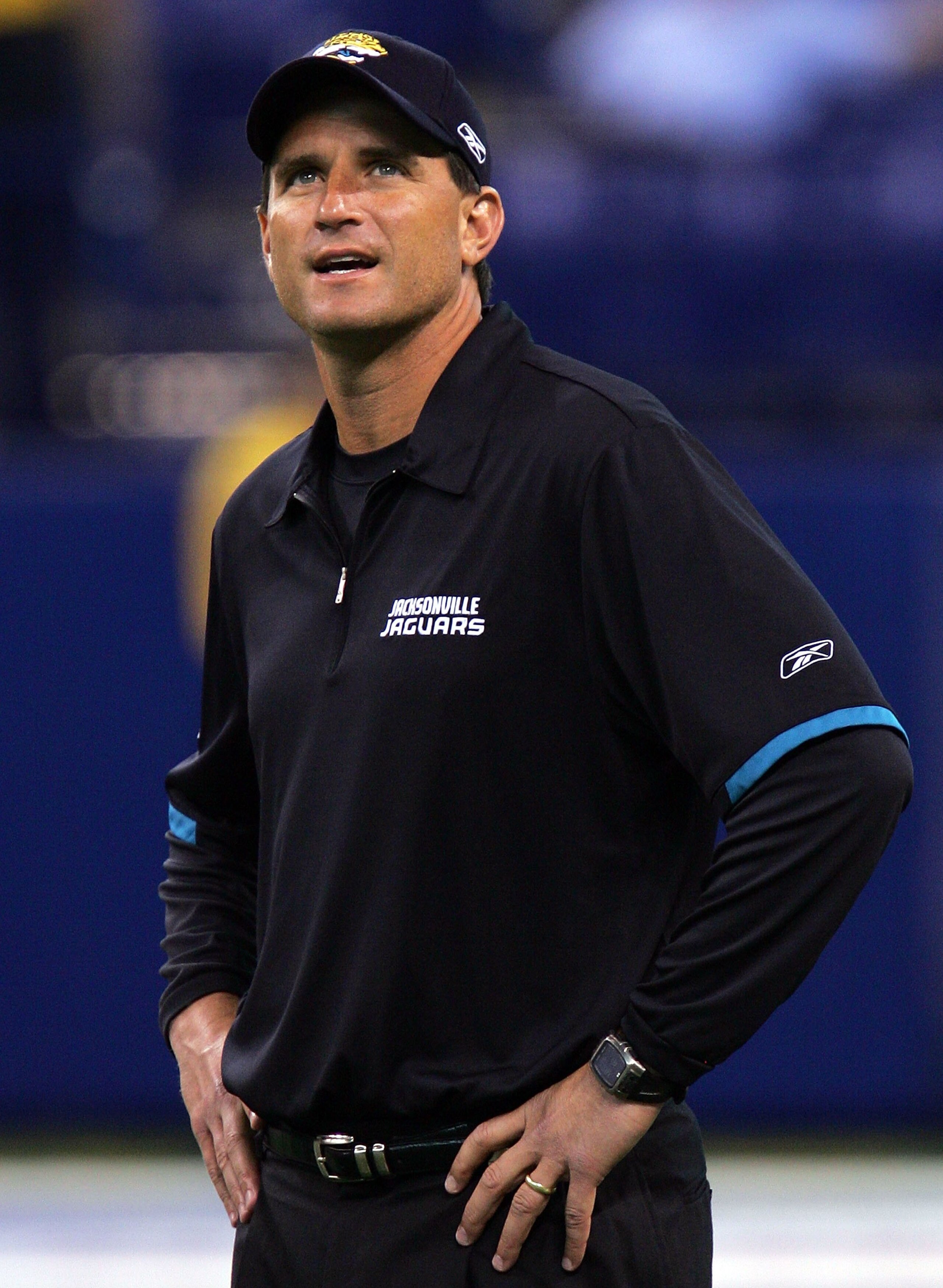 INDIANAPOLIS - SEPTEMBER 21:  Assistant coach Mike Shula of the Jacksonville Jaguars before a game against the Indianapolis Colts on September 21, 2008 at Lucas Oil Stadium in Indianapolis, Indiana.  (Photo by Ronald Martinez/Getty Images)