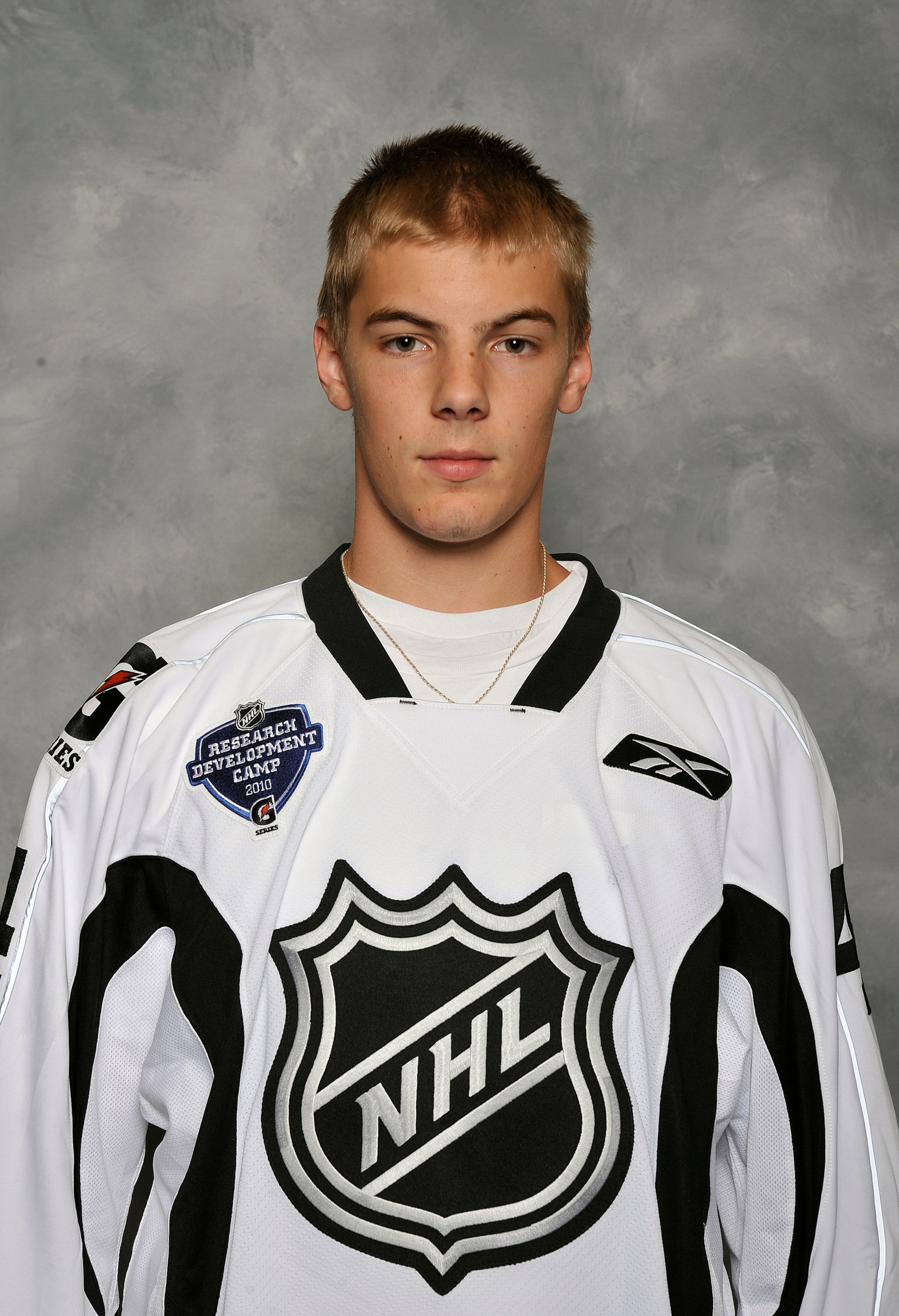 TORONTO - AUGUST 17: Scott Mayfield poses for a portrait during the 2010 NHL Research, development and orientation camp at the Mastercard Centre for Hockey Excellence August 17, 2010 in Toronto, Ontario, Canada. (Photo by Graig Abel/Getty Images)