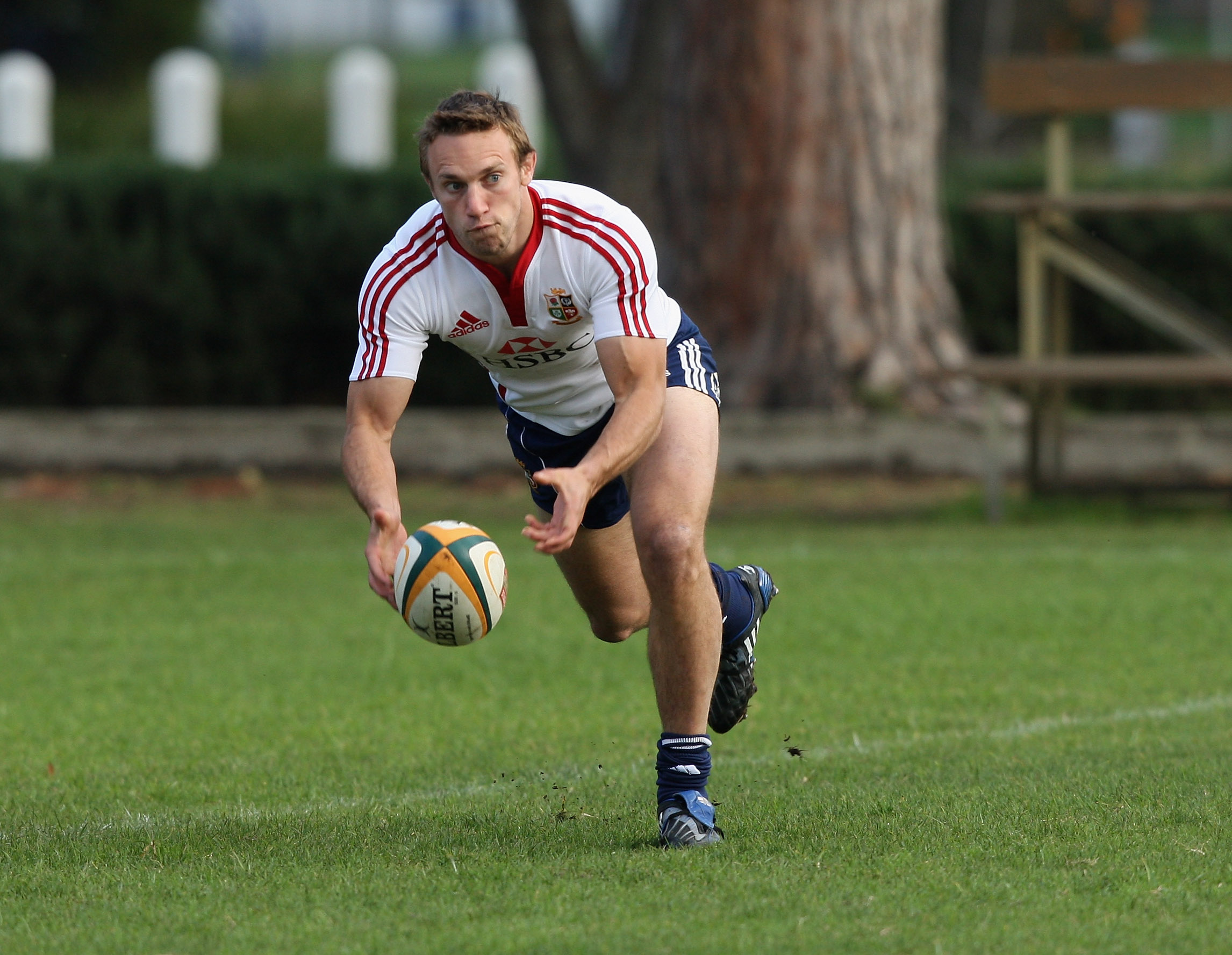 CAPE TOWN, SOUTH AFRICA - JUNE 15: Mike Blair passes the ball during the British and Irish Lions training session held at Bishops School on June 15, 2009 in Cape Town, South Africa. (Photo by David Rogers/Getty Images)
