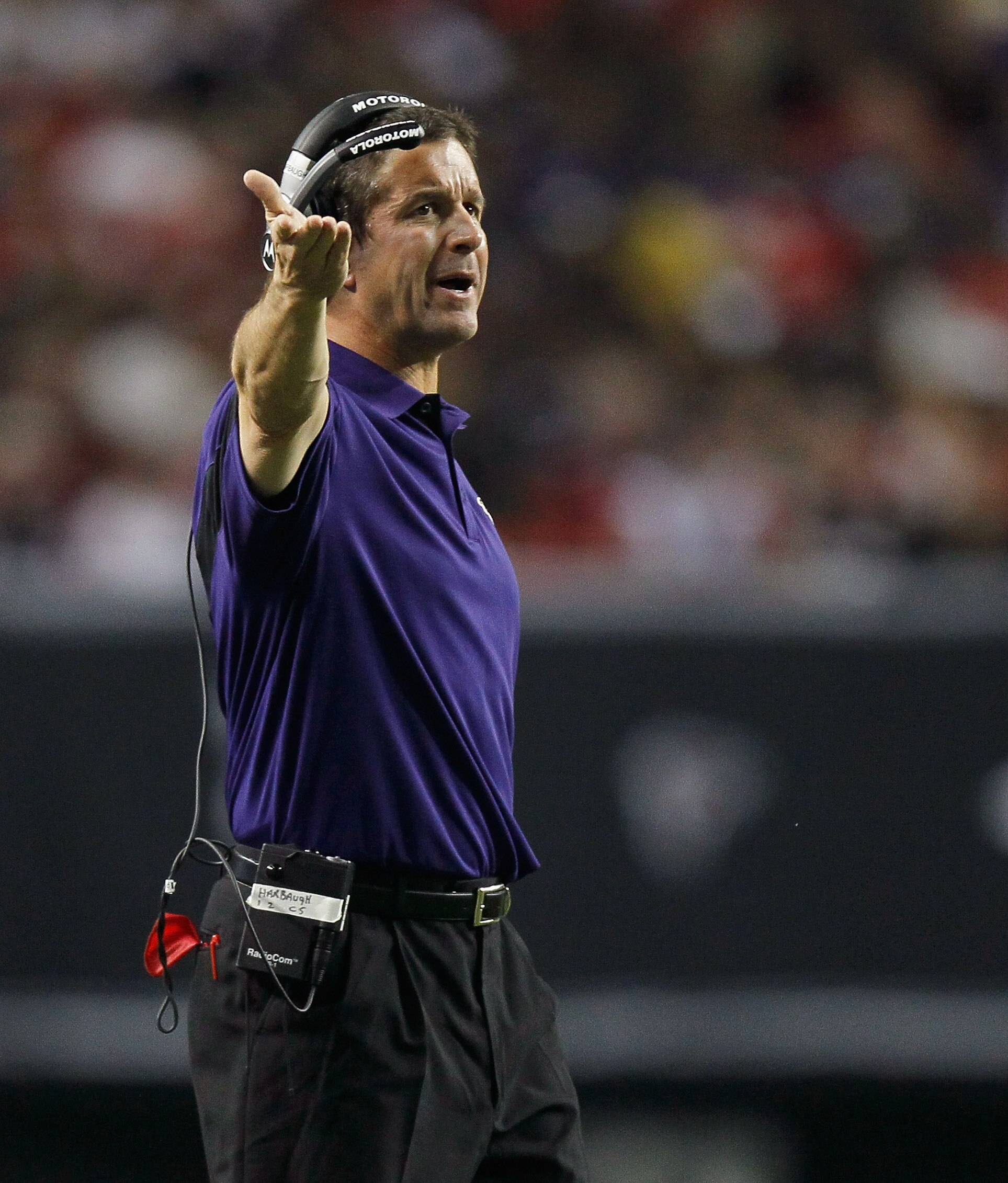 ATLANTA - NOVEMBER 11:  Head coach John Harbaugh of the Baltimore Ravens against the Atlanta Falcons at Georgia Dome on November 11, 2010 in Atlanta, Georgia.  (Photo by Kevin C. Cox/Getty Images)