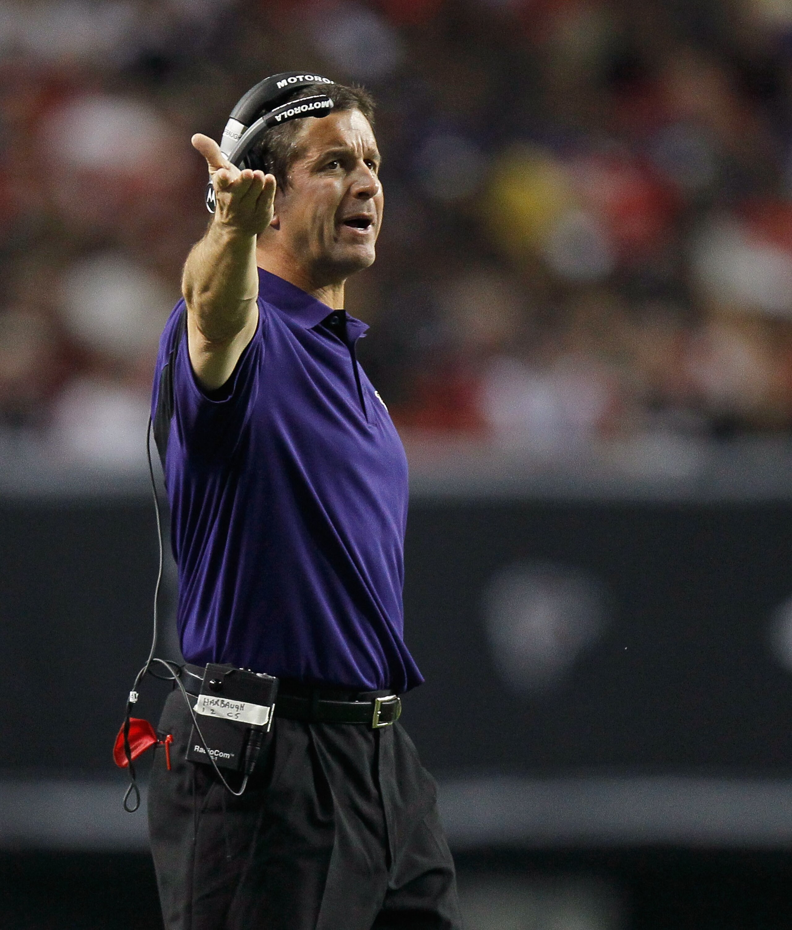 ATLANTA - NOVEMBER 11:  Head coach John Harbaugh of the Baltimore Ravens against the Atlanta Falcons at Georgia Dome on November 11, 2010 in Atlanta, Georgia.  (Photo by Kevin C. Cox/Getty Images)