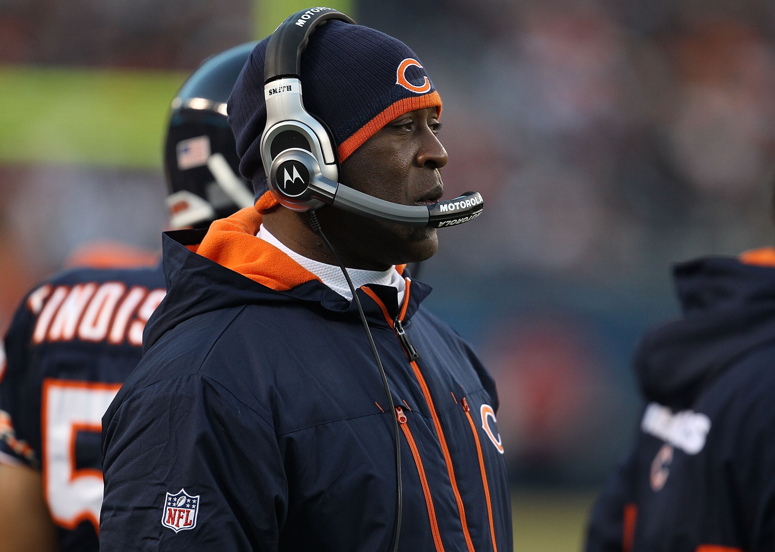 CHICAGO - NOVEMBER 28: Head coach Lovie Smith of the Chicago Bears watches as his team takes on the Philadelphia Eagles at Soldier Field on November 28, 2010 in Chicago, Illinois. The Bears defeated the Eagles 31-26. (Photo by Jonathan Daniel/Getty Images