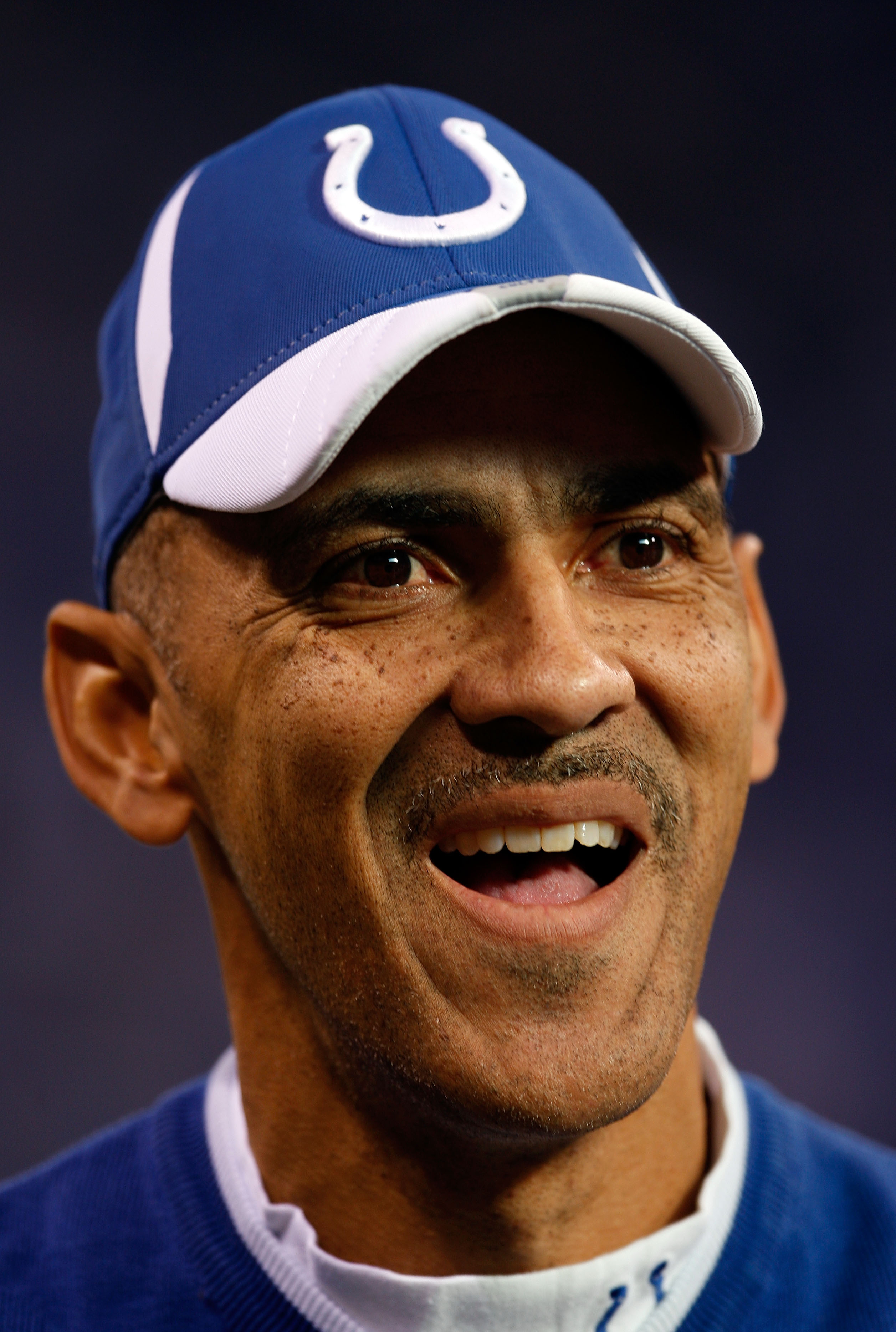 INDIANAPOLIS - DECEMBER 28:  Head coach Tony Dungy of the Indianapolis Colts talks to fans prior to the start of the game against the Tennessee Titans at Lucas Oil Stadium December 28, 2008 in Indianapolis, Indiana.  (Photo by Jamie Squire/Getty Images)