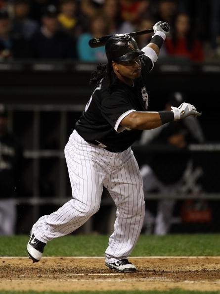 CHICAGO - SEPTEMBER 14: Manny Ramirez #99 of the Chicago White Sox strikes out with the bases loaded in the 7th inning against the Minnesota Twins at U.S. Cellular Field on September 14, 2010 in Chicago, Illinois. The Twins defeated the White Sox 9-3. (Ph
