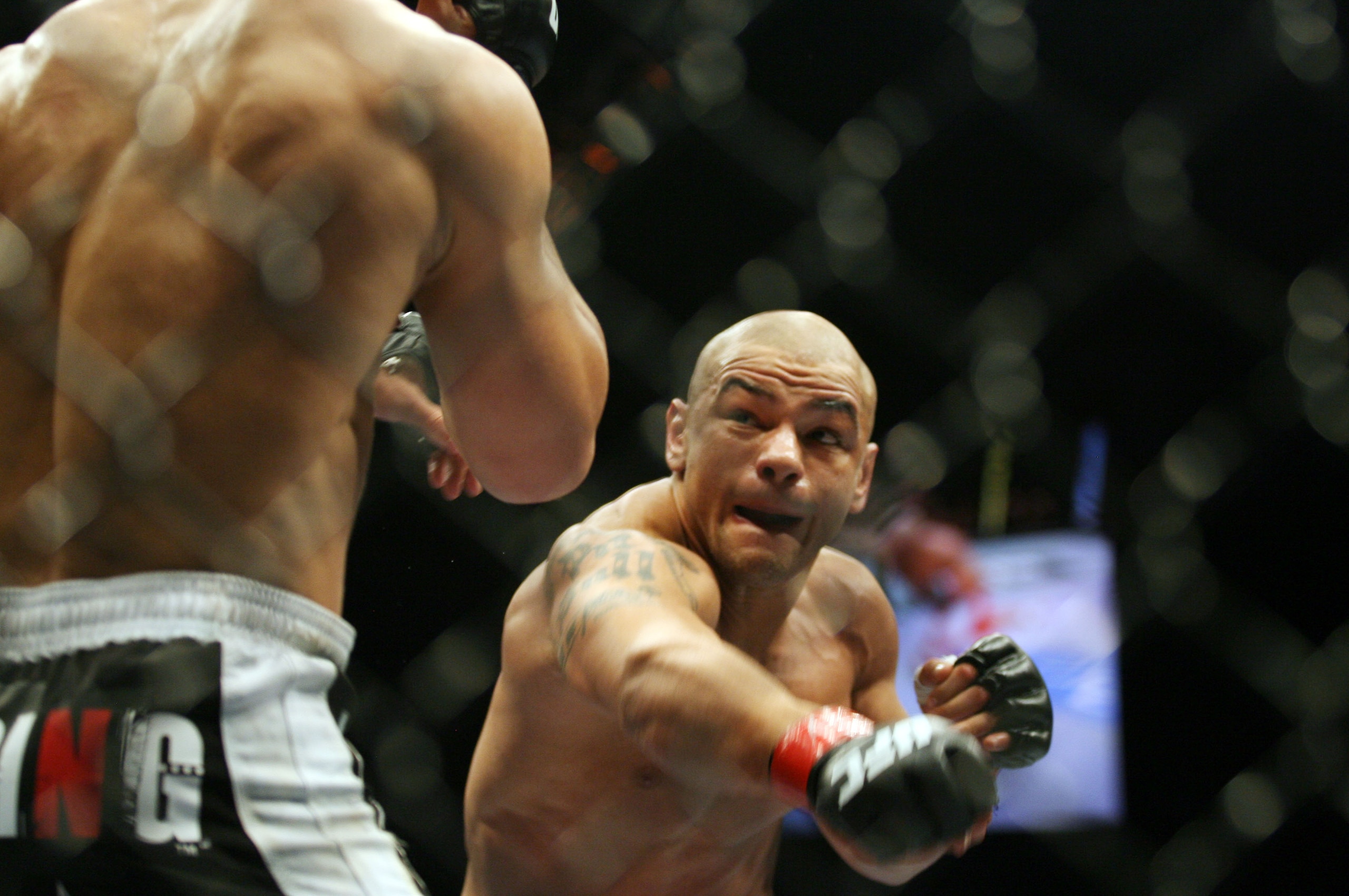 CHICAGO- OCTOBER 25:  Thiago Alves (R) fights Josh Koscheck in a Welterweight bout  at UFC's Ultimate Fight Night at Allstate Arena on October 25, 2008 in Chicago, Illinois. (Photo by Tasos Katopodis/Getty Images)