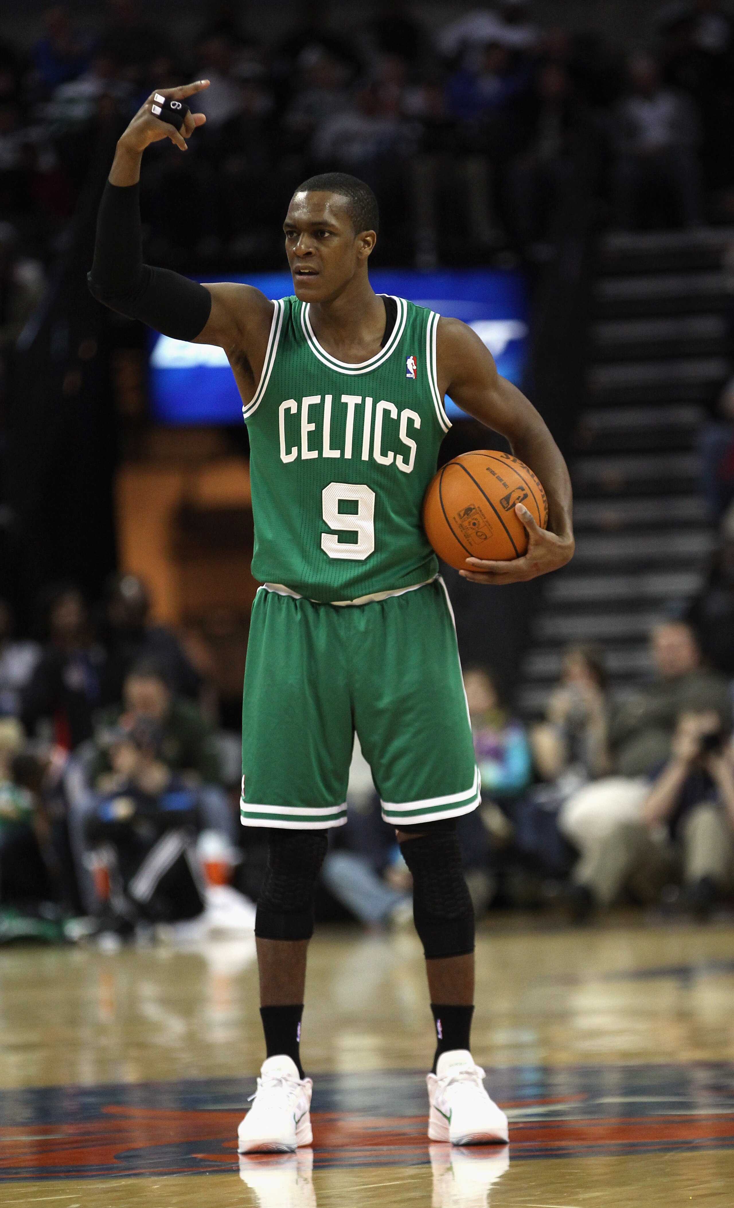 CHARLOTTE, NC - DECEMBER 11:  Rajon Rondo #9 of the Boston Celtics against the Charlotte Bobcats during their game at Time Warner Cable Arena on December 11, 2010 in Charlotte, North Carolina. NOTE TO USER: User expressly acknowledges and agrees that, by