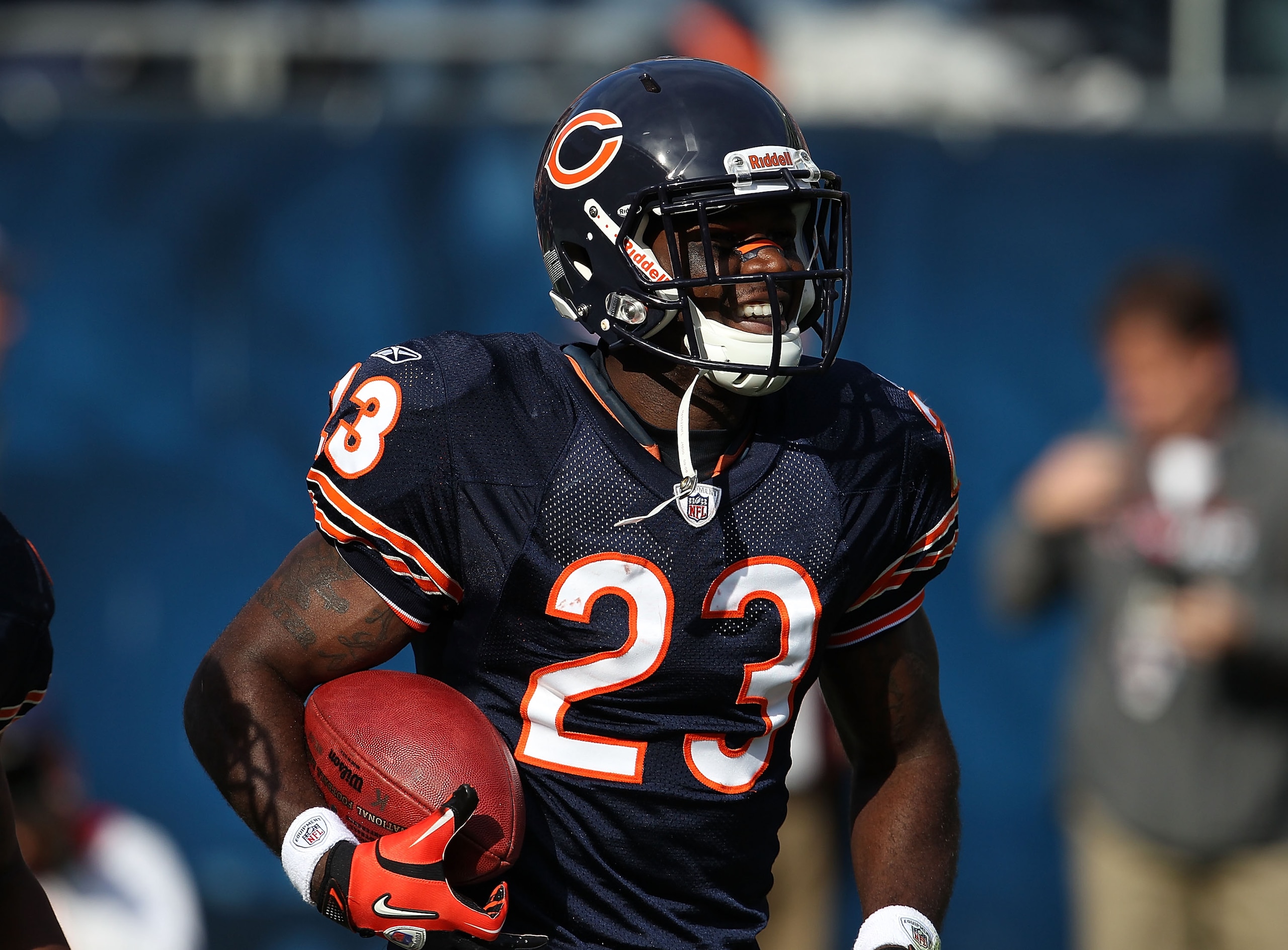 CHICAGO - OCTOBER 17: Devin Hester #23 of the Chicago Bears smiles after returning a punt 89 years for a touchdown in the 4th quarter against the Seattle Seahawks at Soldier Field on October 17, 2010 in Chicago, Illinois. The Seahawks defeated the Bears 2