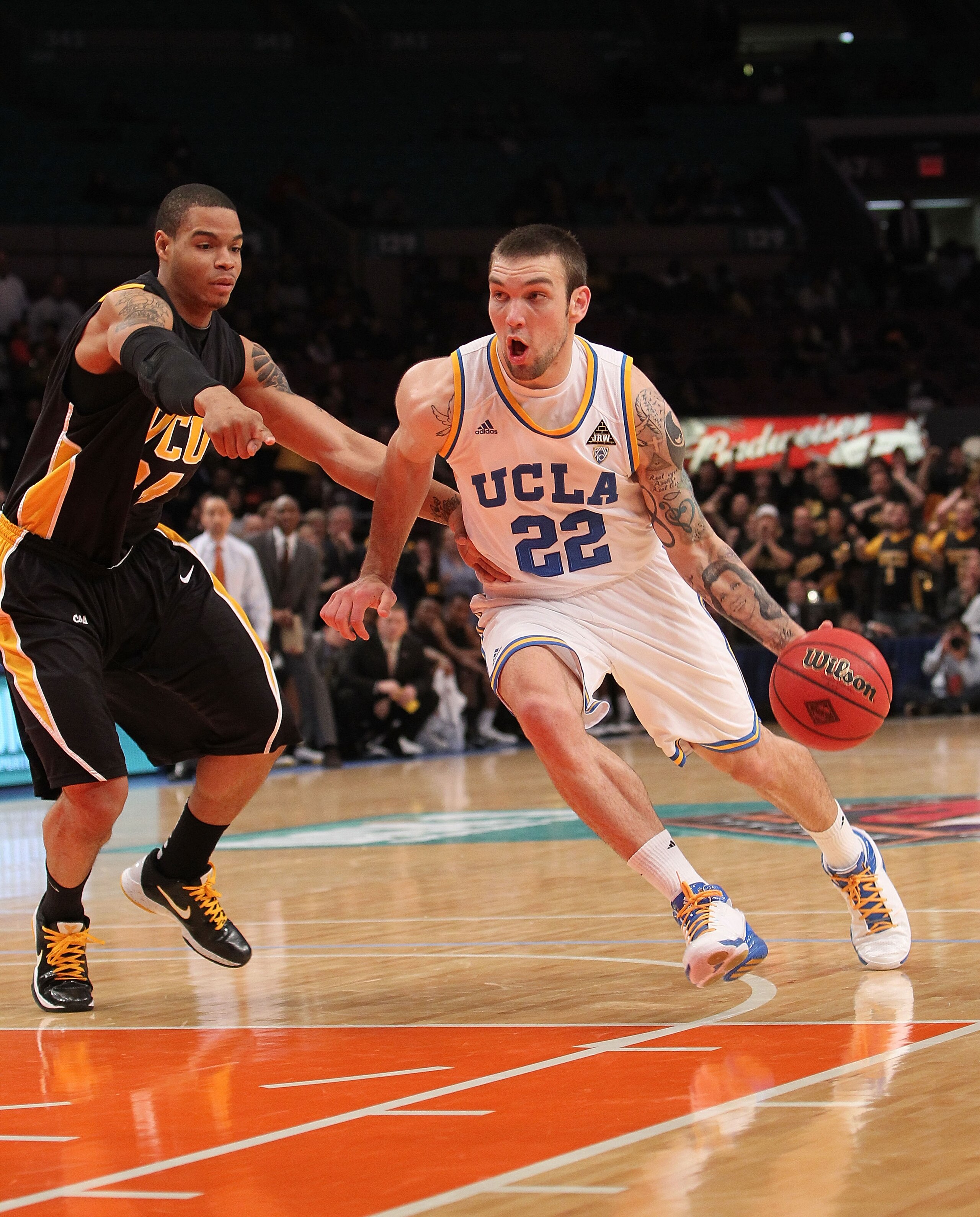 NEW YORK - NOVEMBER 26:  Reeves Nelson #22 of the UCLA Bruins drives to the basket against the Virginia Commonwealth Rams during their consolation game at Madison Square Garden on November 26, 2010 in New York City.  (Photo by Nick Laham/Getty Images)