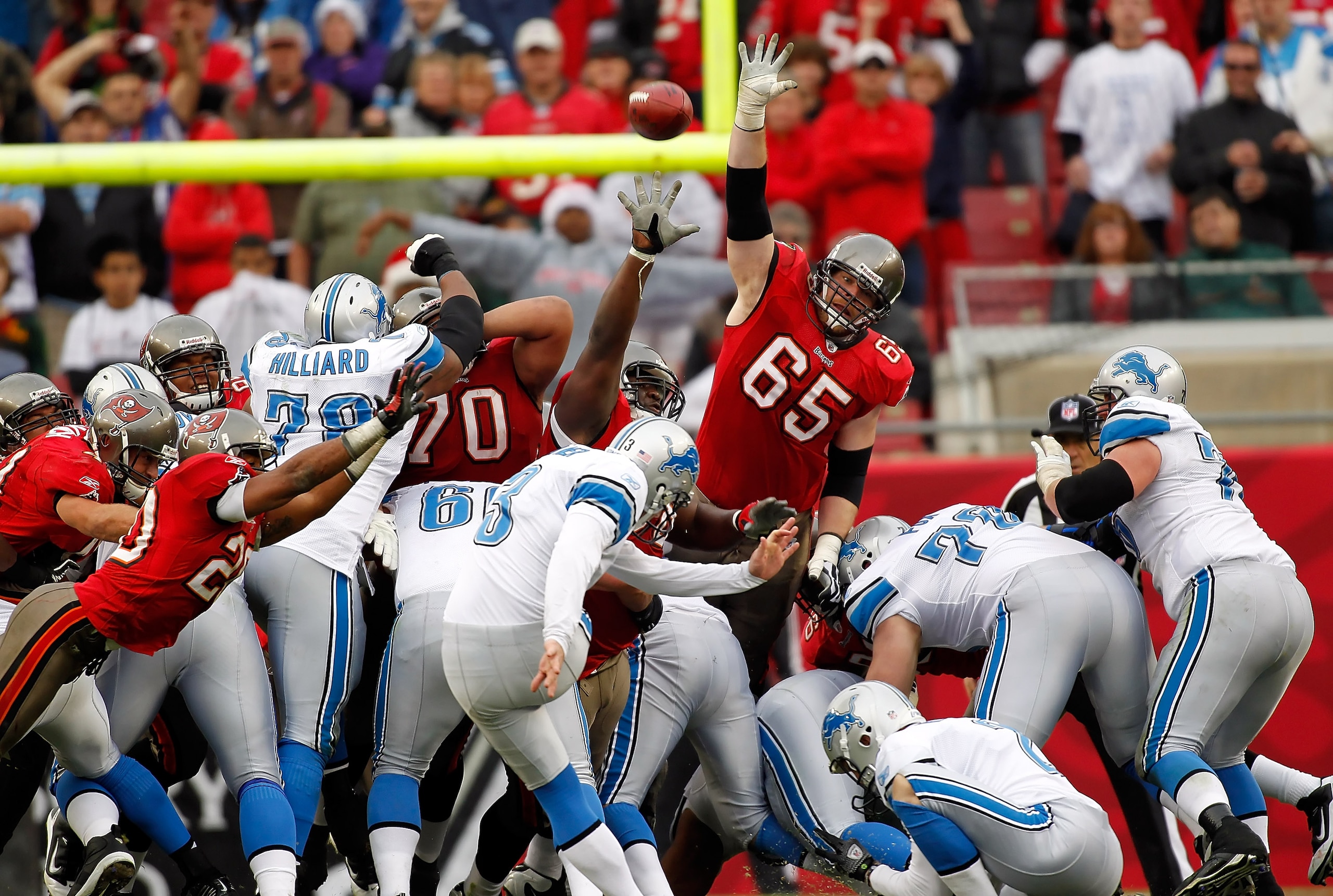TAMPA, FL - DECEMBER 19:  Kicker Dave Rayner #3 of the Detroit Lions kicks the winning field goal in overtime against the Tampa Bay Buccaneers during the game at Raymond James Stadium on December 19, 2010 in Tampa, Florida.  (Photo by J. Meric/Getty Image