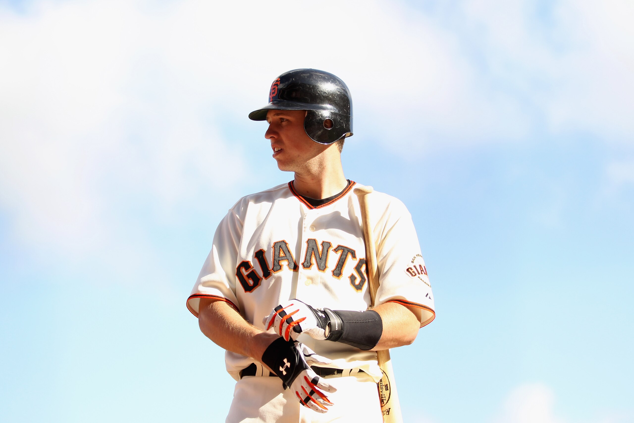 SAN FRANCISCO - OCTOBER 03:  Buster Posey #28 of the San Francisco Giants stands in the batters box during their game against the San Diego Padres at AT&T Park on October 3, 2010 in San Francisco, California.  (Photo by Ezra Shaw/Getty Images)