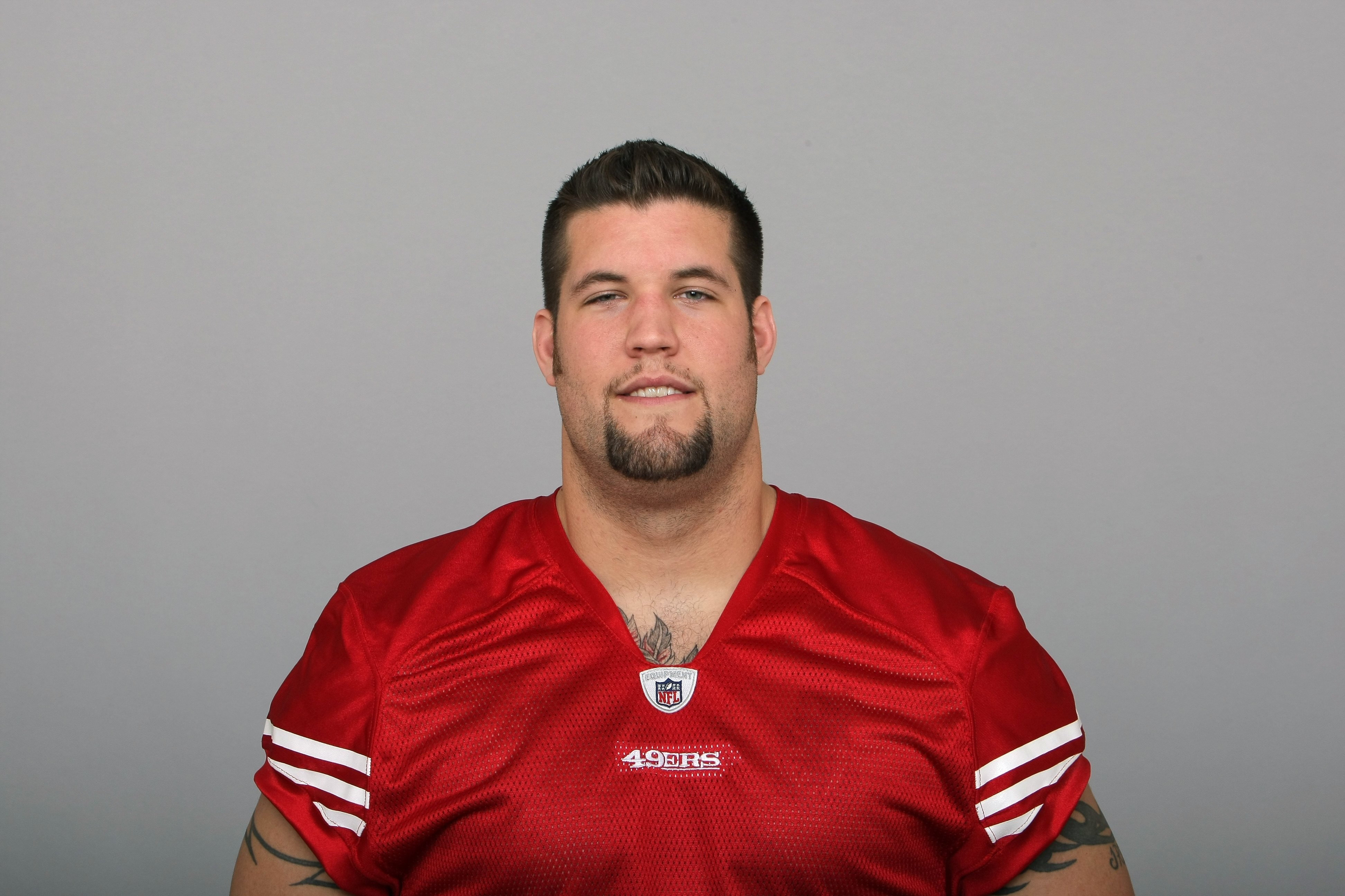 SAN FRANCISCO - 2009:  Alex Boone of the San Francisco 49ers poses for his 2009 NFL headshot at photo day in San Francisco, California.  (Photo by NFL Photos)
