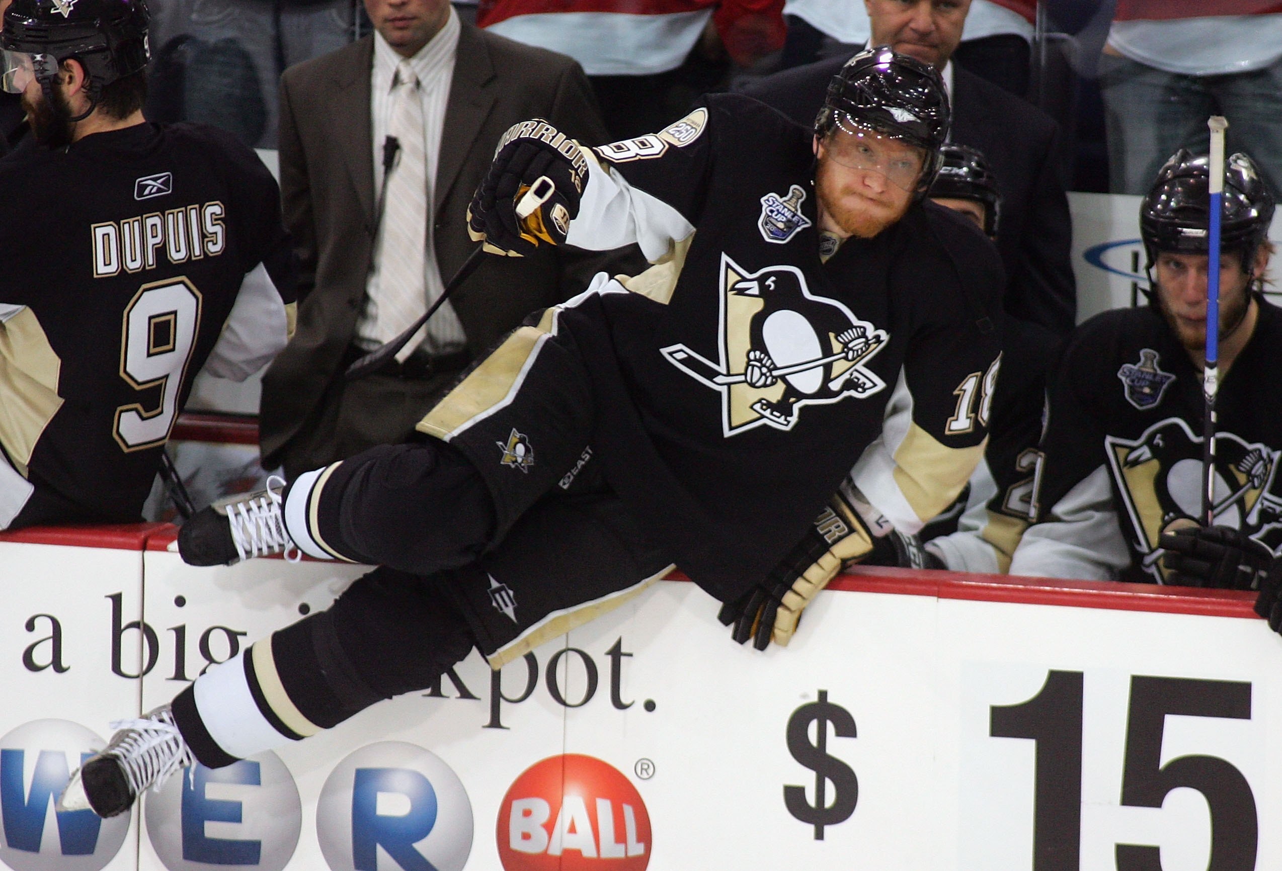 PITTSBURGH - JUNE 04: Marian Hossa #18 of the Pittsburgh Penguins jumps on the ice for a shift against the Detroit Red Wings during game six of the 2008 NHL Stanley Cup Finals at Mellon Arena on June 4, 2008 in Pittsburgh. Pennsylvania.The Red Wings defea