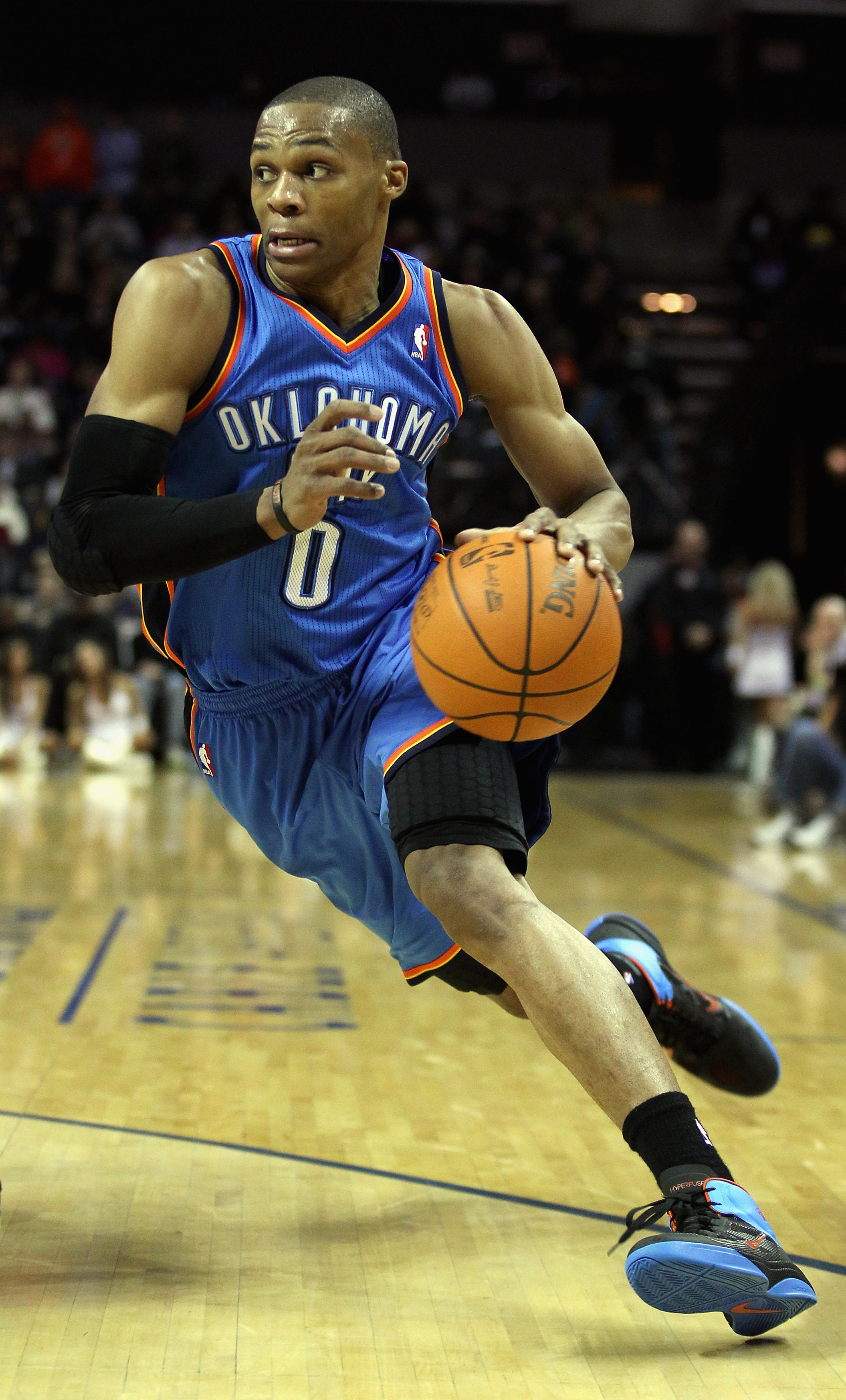 CHARLOTTE, NC - DECEMBER 21:  Russell Westbrook #0 of the Oklahoma City Thunder drives to the basket against the Charlotte Bobcats during their game at Time Warner Cable Arena on December 21, 2010 in Charlotte, North Carolina. NOTE TO USER: User expressly