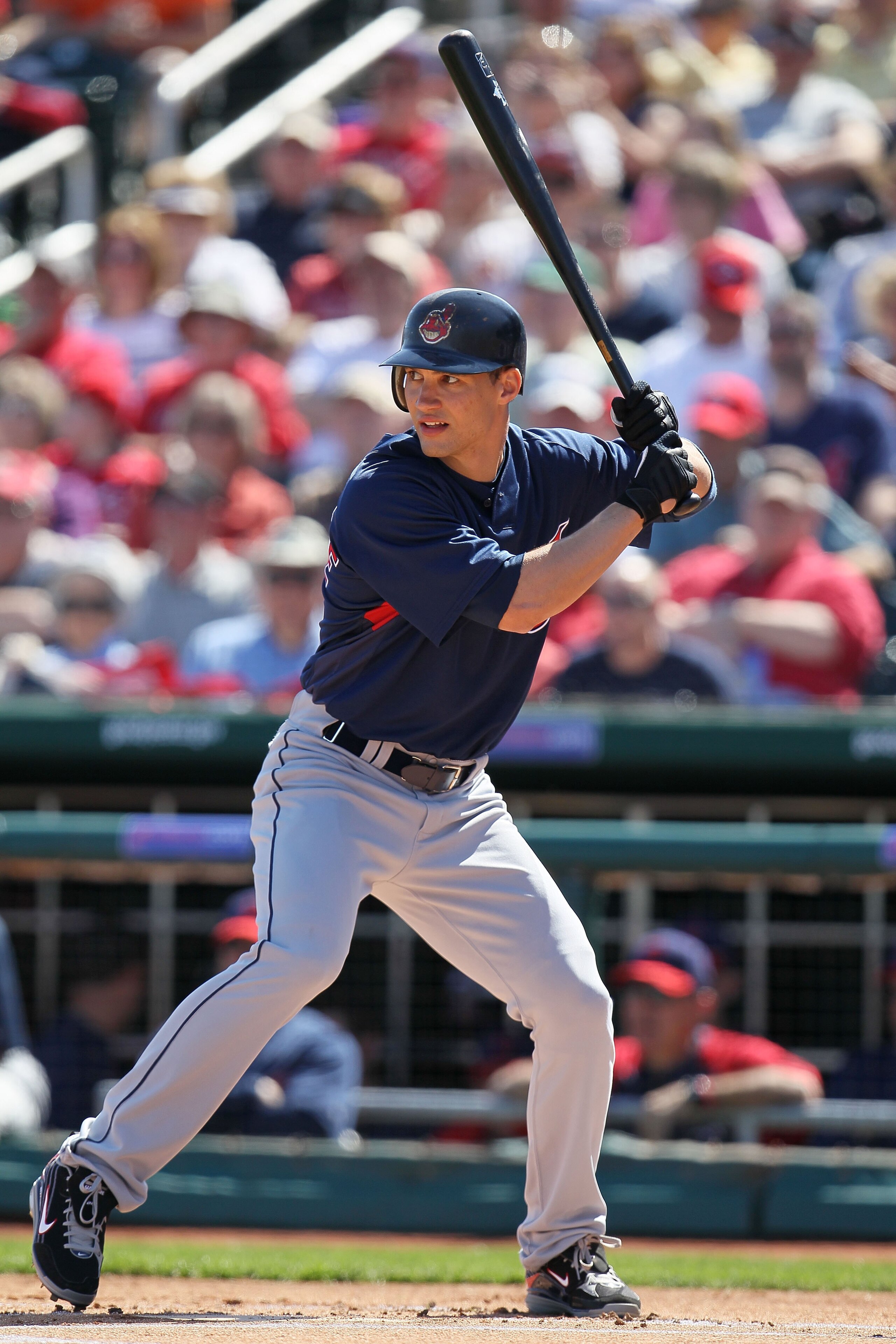 GOODYEAR, AZ - MARCH 05: Grady Sizemore #24 of the Cleveland Indians at bat against the Cincinnati Reds during a spring training game at Goodyear Ballpark on March 5, 2010 in Goodyear, Arizona.  (Photo by Chris McGrath/Getty Images)