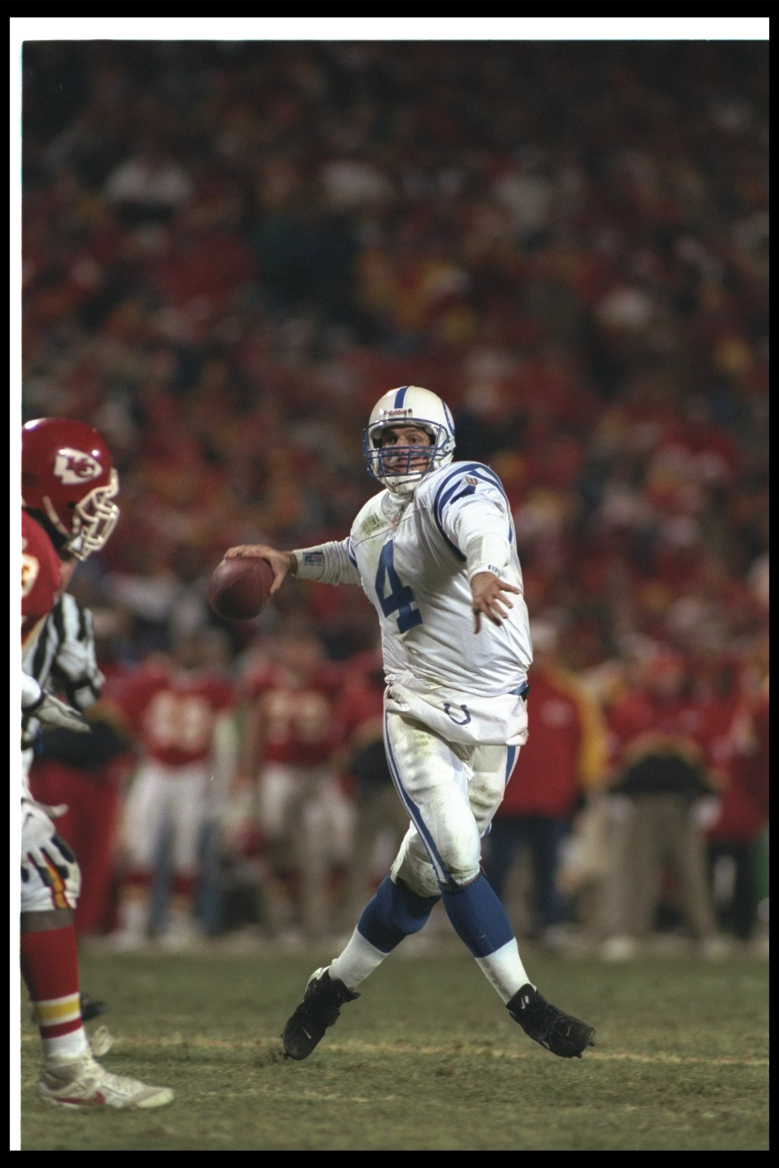 15 Dec 1996: Quarterback Jim Harbaugh of the Indianapolis Colts passes the ball during a game against the Kansas City Chiefs at Arrowhead Stadium in Kansas City, Missouri. The Colts won the game, 24-19.
