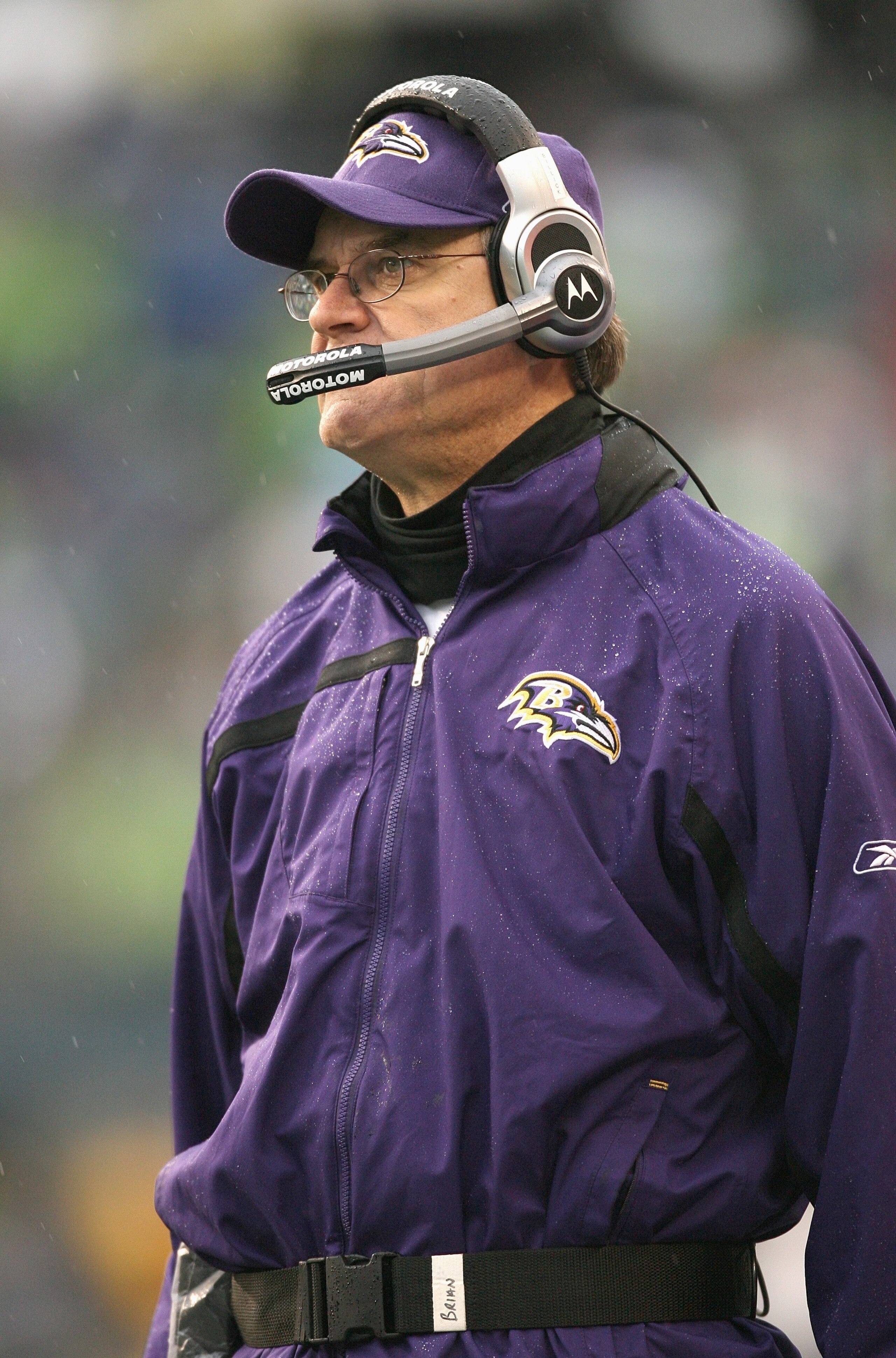 SEATTLE - DECEMBER 23: Head coach Brian Billick of the Baltimore Ravens looks on during the game against the Seattle Seahawks at Qwest Field on December 23, 2007 in Seattle, Washington. (Photo by Otto Greule Jr/Getty Images)