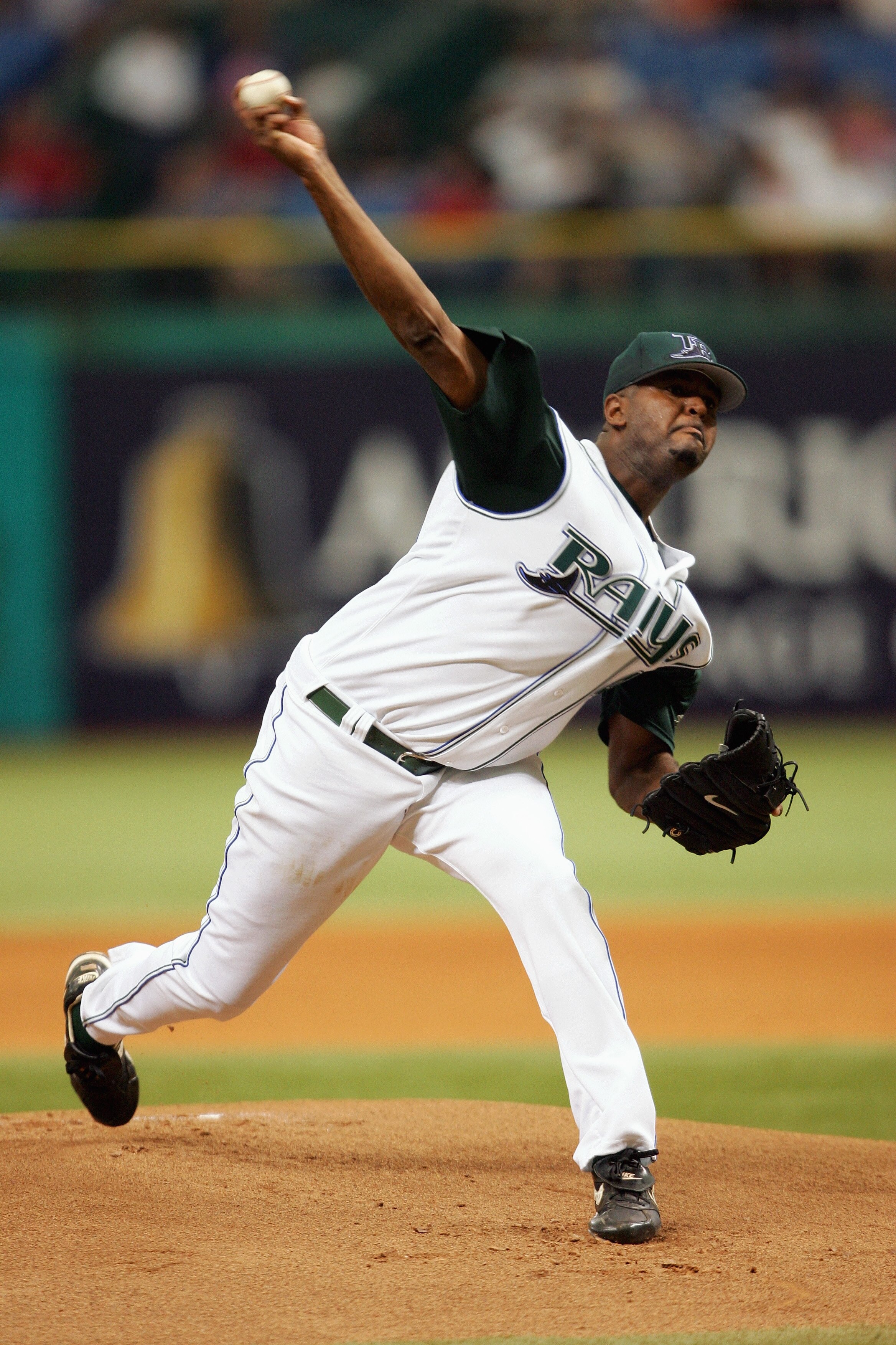 ST. PETERSBURG, FL - APRIL 4:  Dewon Brazelton #45 of the Tampa Bay Devil Rays delivers a pitch during the game with the Toronto Blue Jays at the Tropicana Field home opener at on April 4, 2005 St. Petersburg, Florida. (Photo by Nick Laham/Getty Images).