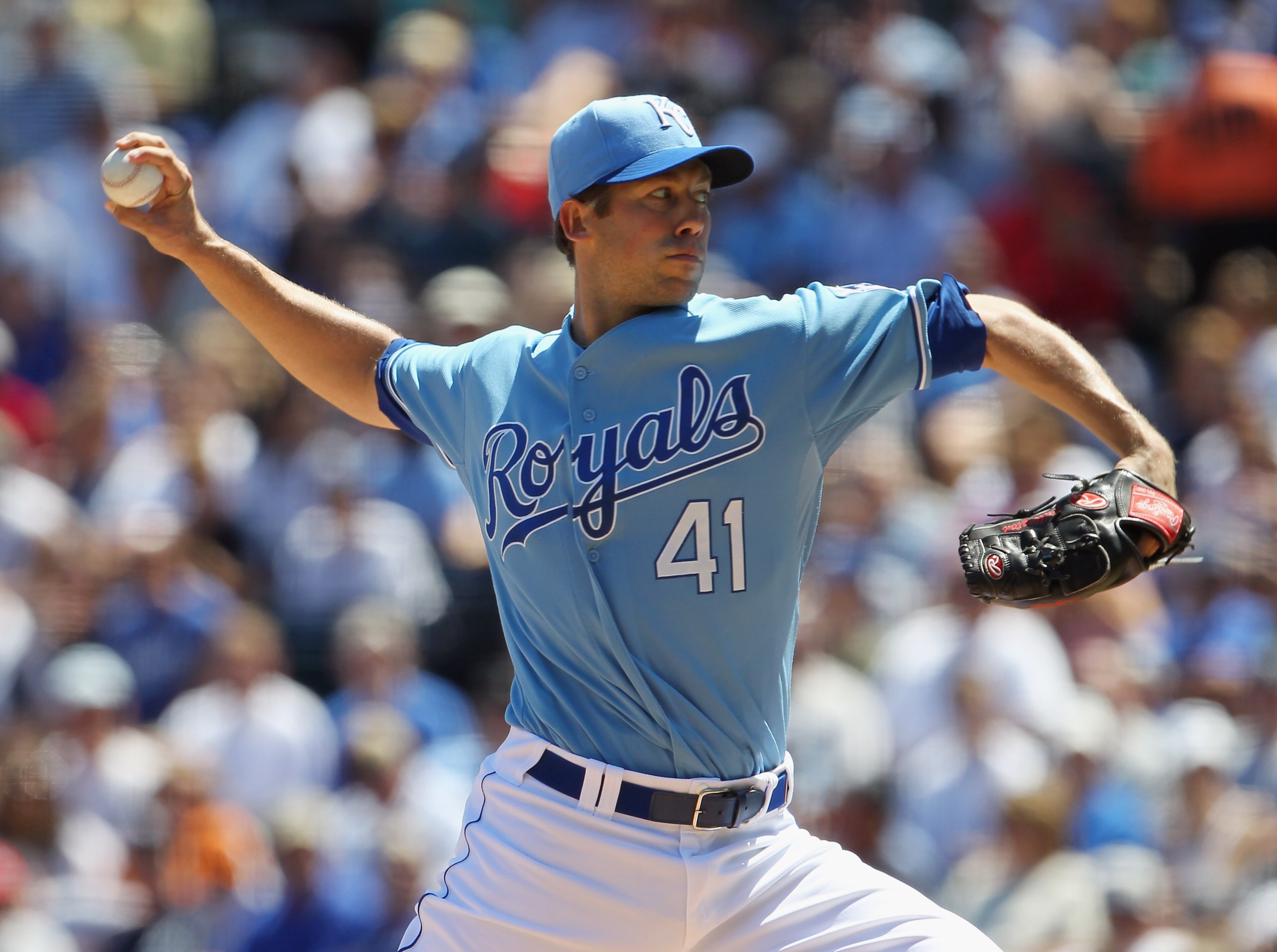 KANSAS CITY, MO - AUGUST 15: Pitcher Bryan Bullington #41 of the Kansas City Royals in action during the game against the New York Yankees on August 15, 2010 at Kauffman stadium in Kansas City, Missouri. (Photo by Jamie Squire/Getty Images) KANSAS CITY, MO - AUGUST 15: Pitcher Bryan Bullington #41 of the Kansas City Royals in action during the game against the New York Yankees on August 15, 2010 at Kauffman stadium in Kansas City, Missouri. (Photo by Jamie Squire/Getty Images)