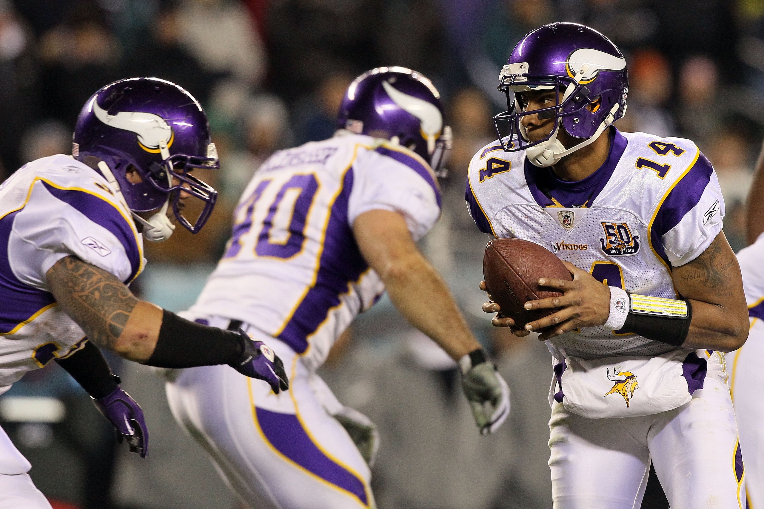 PHILADELPHIA, PA - DECEMBER 28:  Joe Webb #14 of the Minnesota Vikings in action against the Philadelphia Eagles at Lincoln Financial Field on December 26, 2010 in Philadelphia, Pennsylvania.  (Photo by Jim McIsaac/Getty Images)