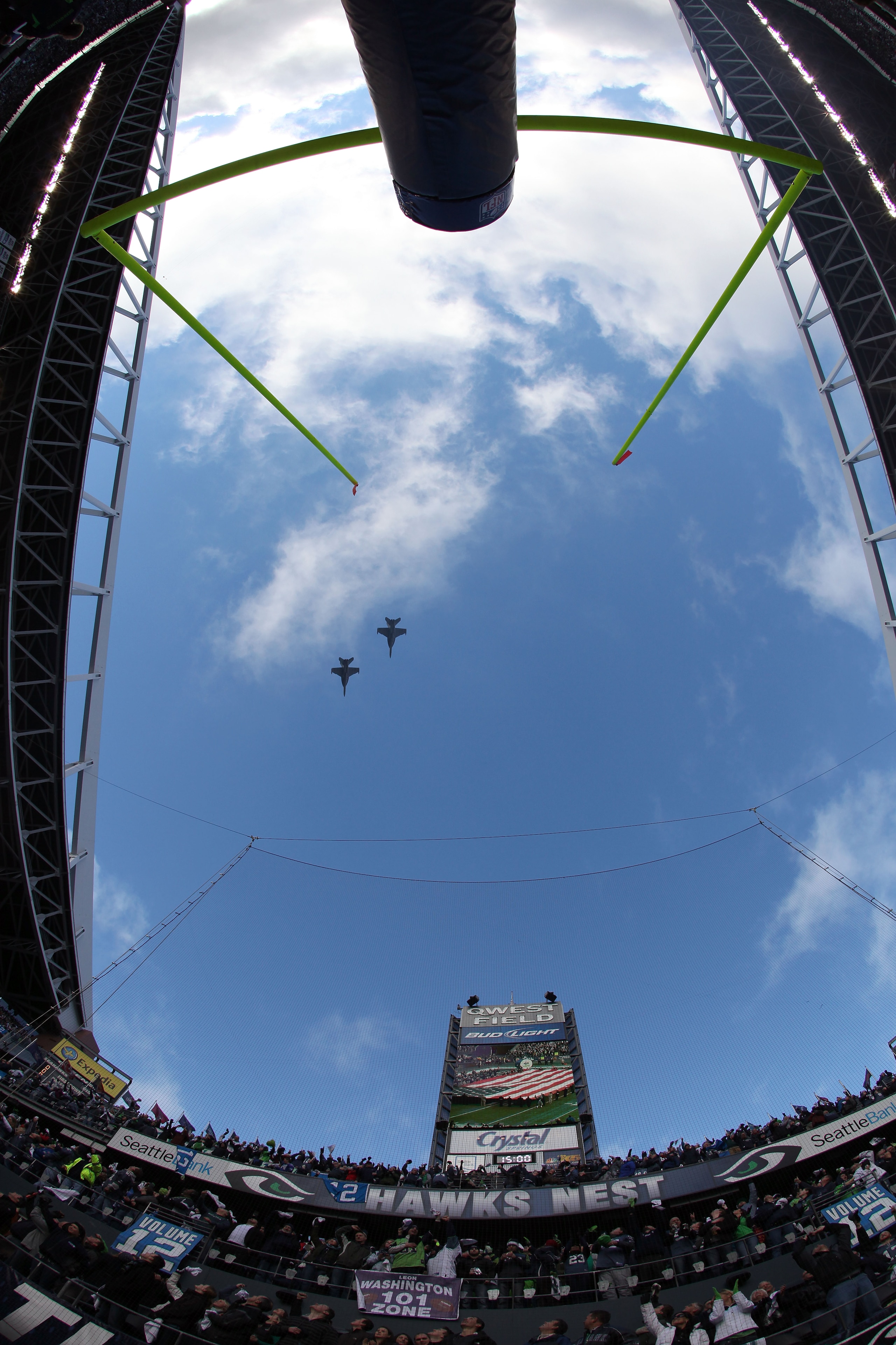 SEATTLE, WA - JANUARY 08:  A flyover before the 2011 NFC wild-card playoff game between the New Orleans Saints and the Seattle Seahawks at Qwest Field on January 8, 2011 in Seattle, Washington.  (Photo by Otto Greule Jr/Getty Images)
