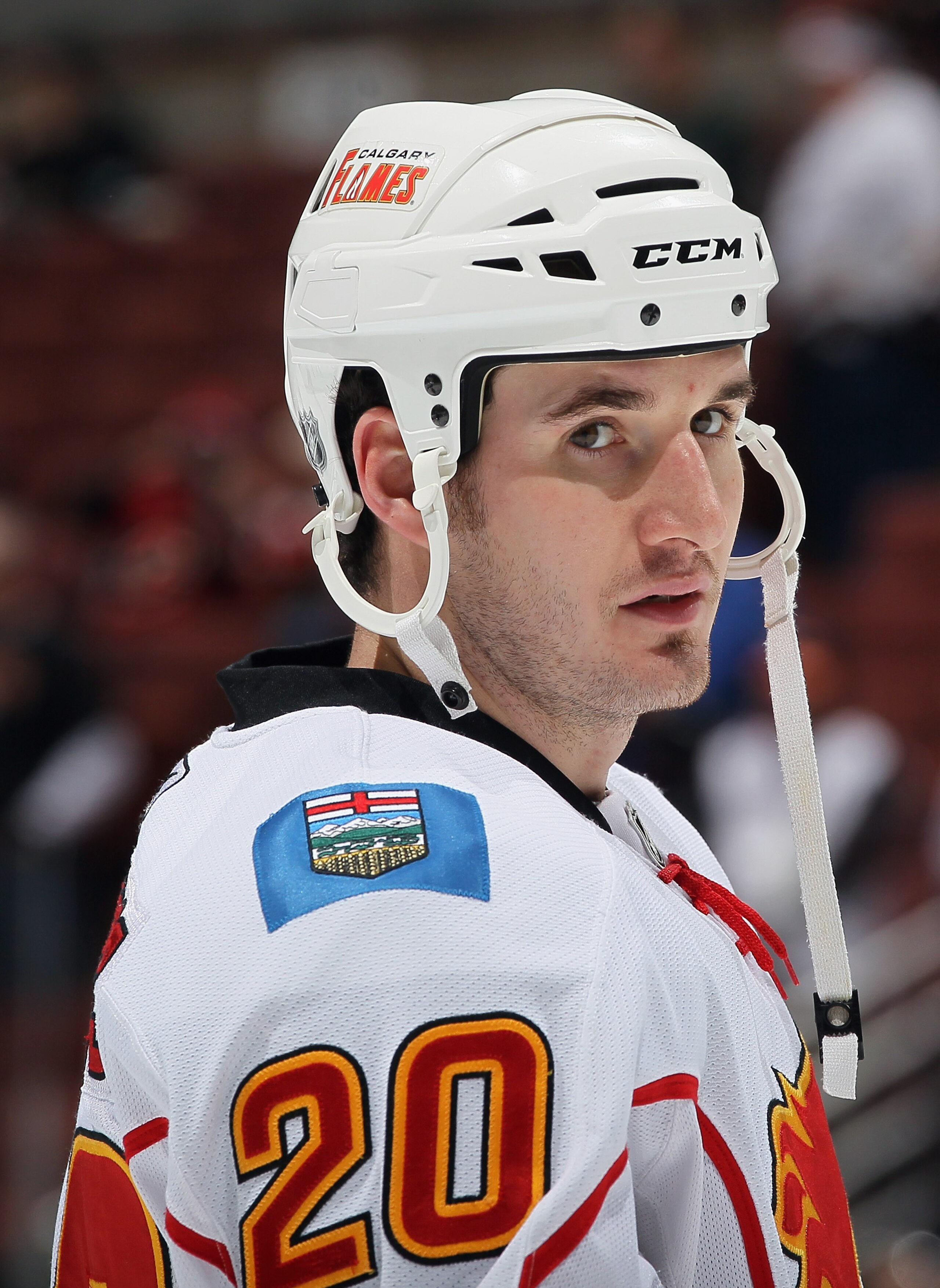 ANAHEIM, CA - DECEMBER 10: Curtis Glencross #20 of the Calgary Flames looks on prior to the start of the game against the Anaheim Ducks at the Honda Center on December 10, 2010 in Anaheim, California. (Photo by Jeff Gross/Getty Images) ANAHEIM, CA - DECEMBER 10: Curtis Glencross #20 of the Calgary Flames looks on prior to the start of the game against the Anaheim Ducks at the Honda Center on December 10, 2010 in Anaheim, California. (Photo by Jeff Gross/Getty Images)