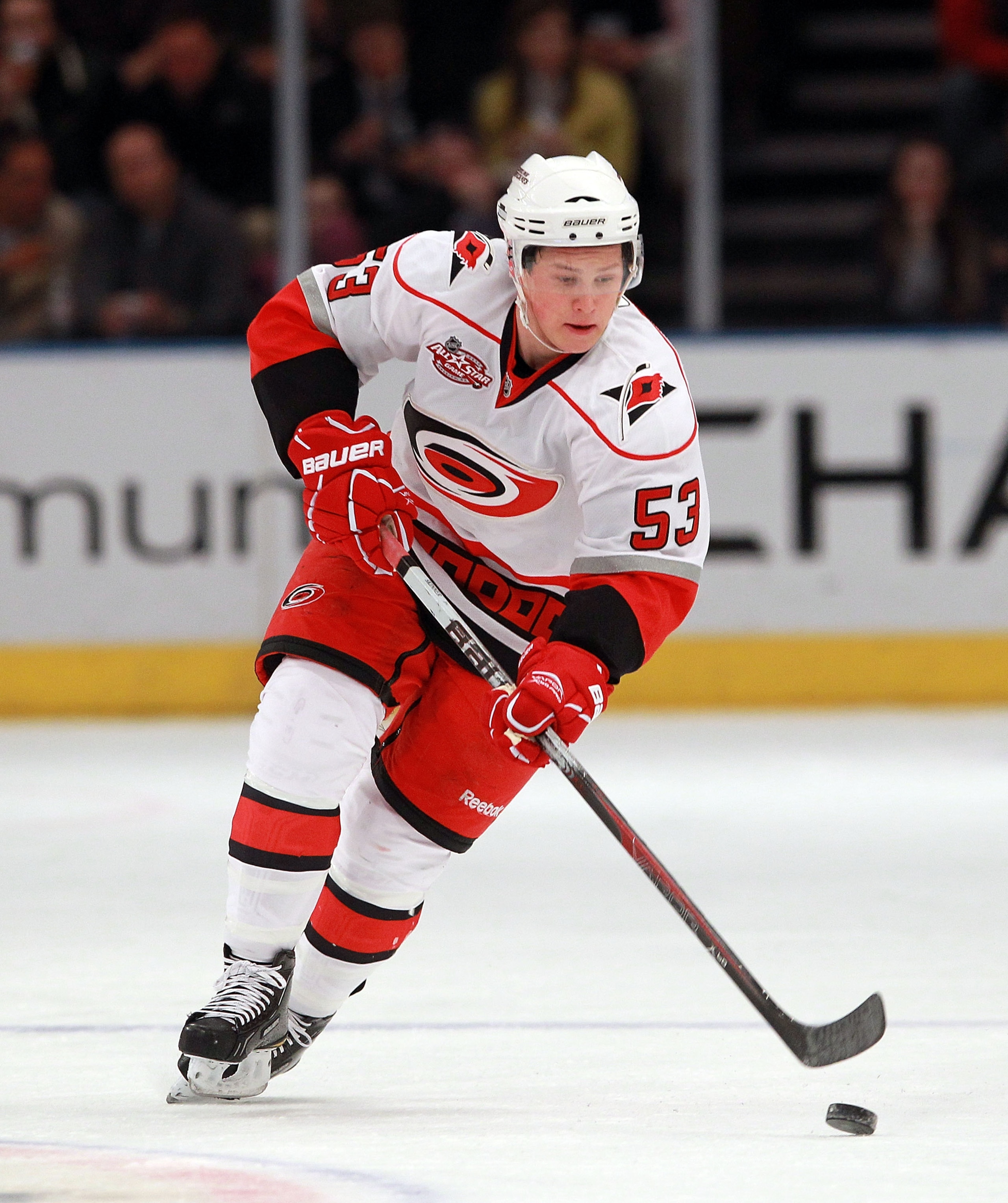 NEW YORK, NY - JANUARY 05: Jeff Skinner #53 of the Carolina Hurricanes skates against the New York Rangers at Madison Square Garden on January 5, 2011 in New York City. The Rangers defeated the Hurricanes 2-1 in overtime. (Photo by Bruce Bennett/Getty I NEW YORK, NY - JANUARY 05: Jeff Skinner #53 of the Carolina Hurricanes skates against the New York Rangers at Madison Square Garden on January 5, 2011 in New York City. The Rangers defeated the Hurricanes 2-1 in overtime. (Photo by Bruce Bennett/Getty I
