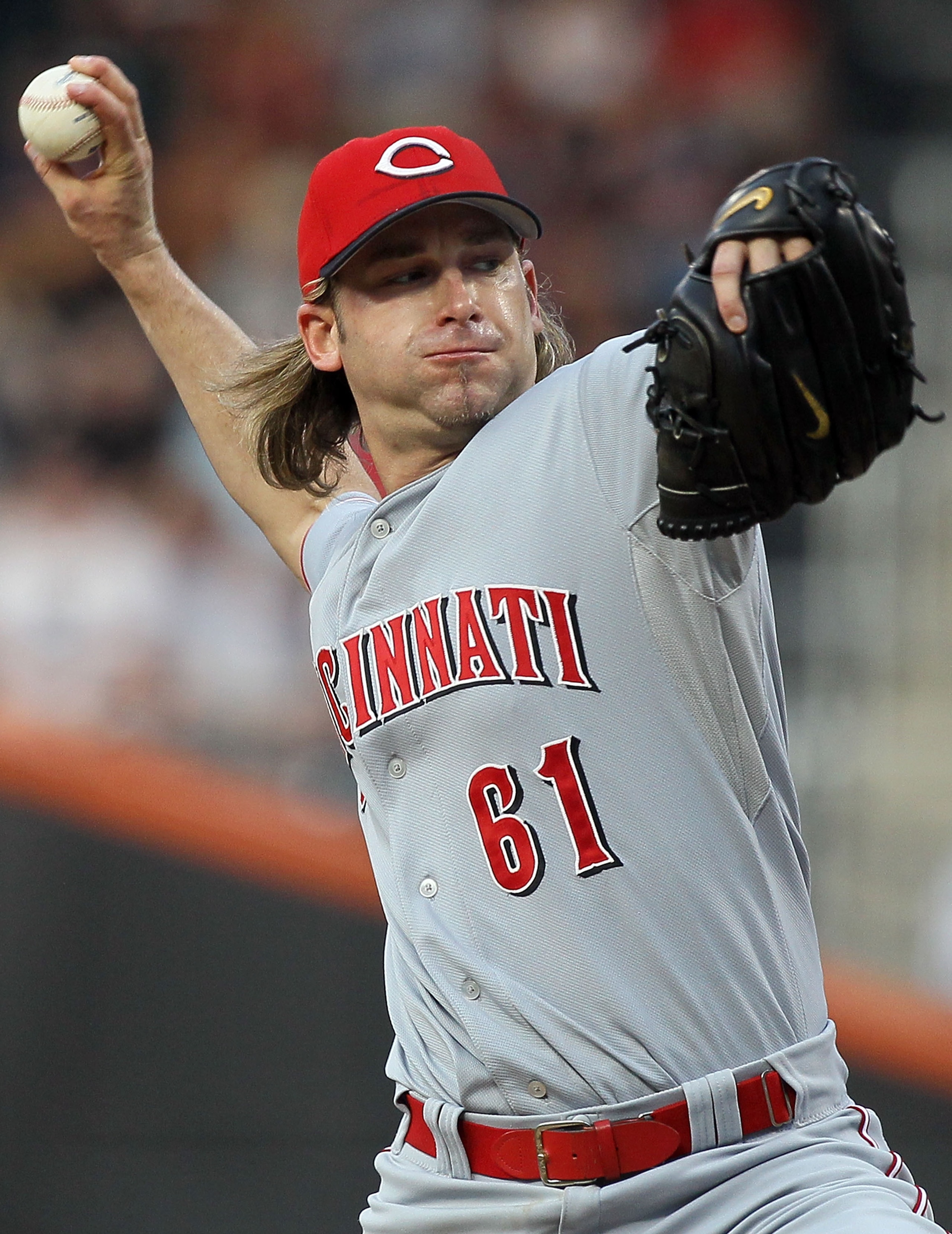 NEW YORK - JULY 07:  Bronson Arroyo #61 of the Cincinnati Reds delivers a pitch against the New York Mets on July 7, 2010 at Citi Field in the Flushing neighborhood of the Queens borough of New York City.  (Photo by Jim McIsaac/Getty Images)