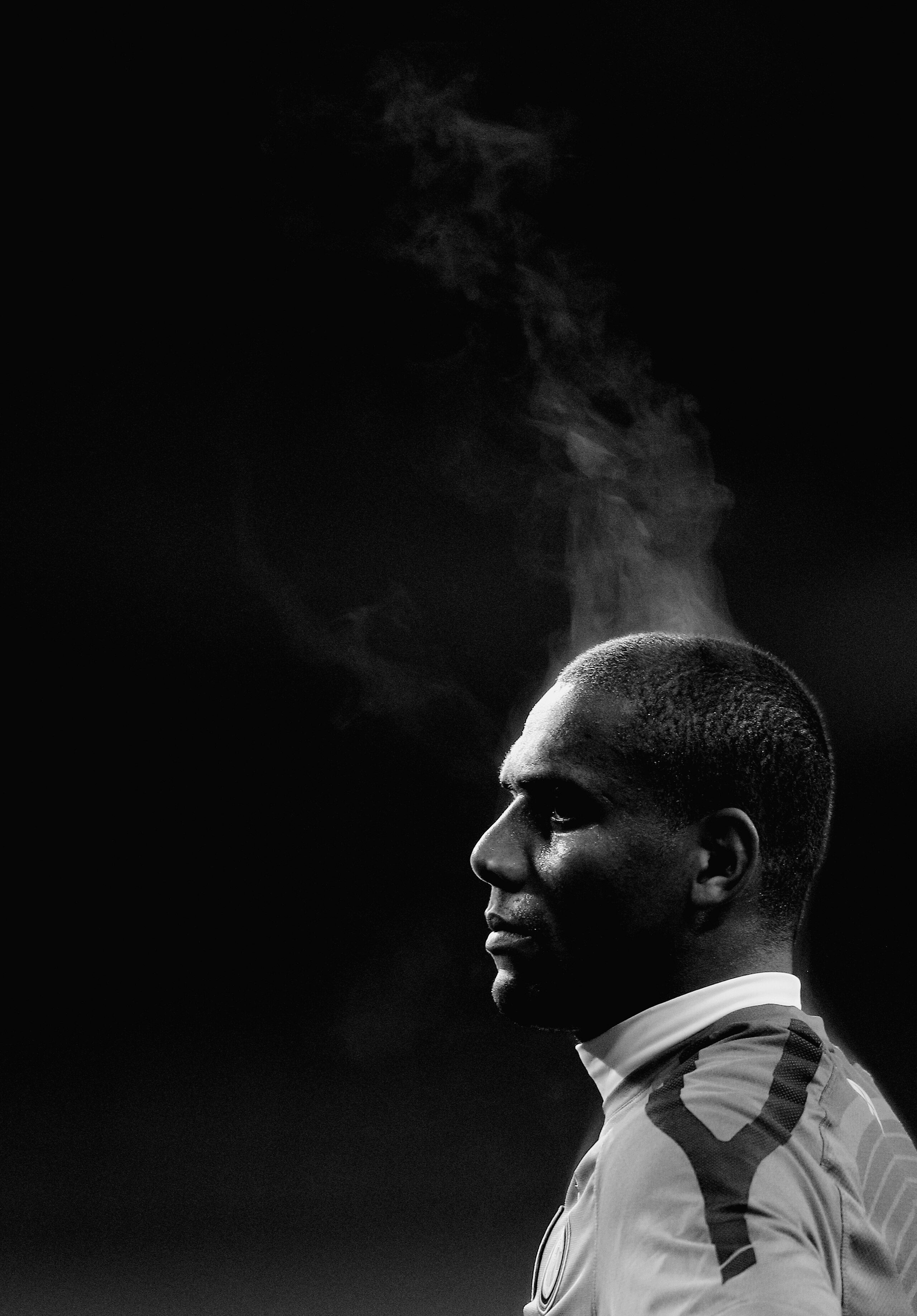 LONDON, ENGLAND - NOVEMBER 01:  (EDITORS NOTE: THIS BLACK AND WHITE IMAGE WAS CREATED FROM ORIGINAL COLOUR FILE)  Maicon has steam rising from his head after the Inter Milan Training Session ahead of their UEFA Champions League Group A match against Totte