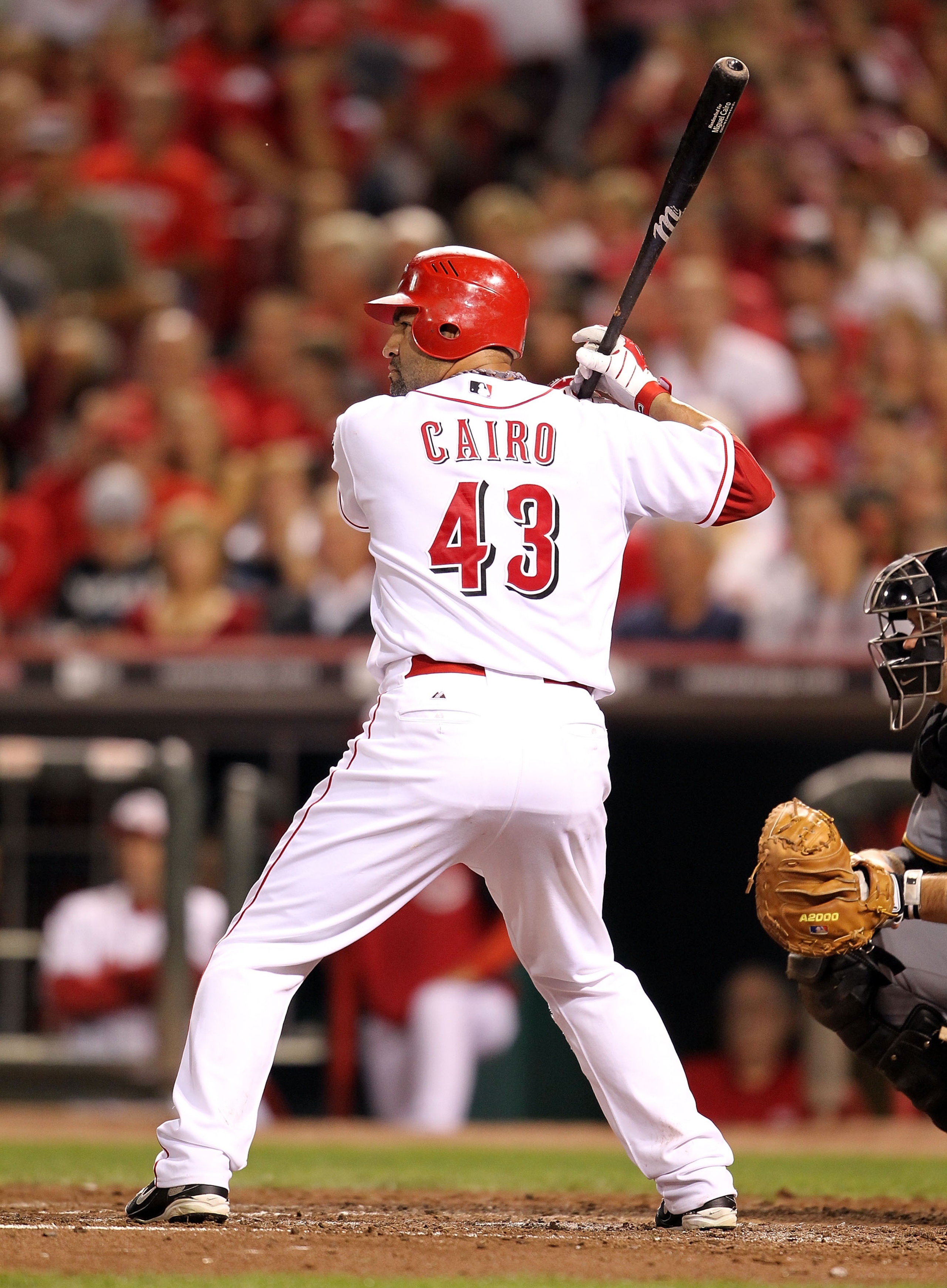 CINCINNATI - SEPTEMBER 11:  Miguel Cairo #6 of the Cincinnati Reds is at bat during the game against the Pittsburg Pirates at Great American Ball Park on September 11, 2010 in Cincinnati, Ohio.  (Photo by Andy Lyons/Getty Images)