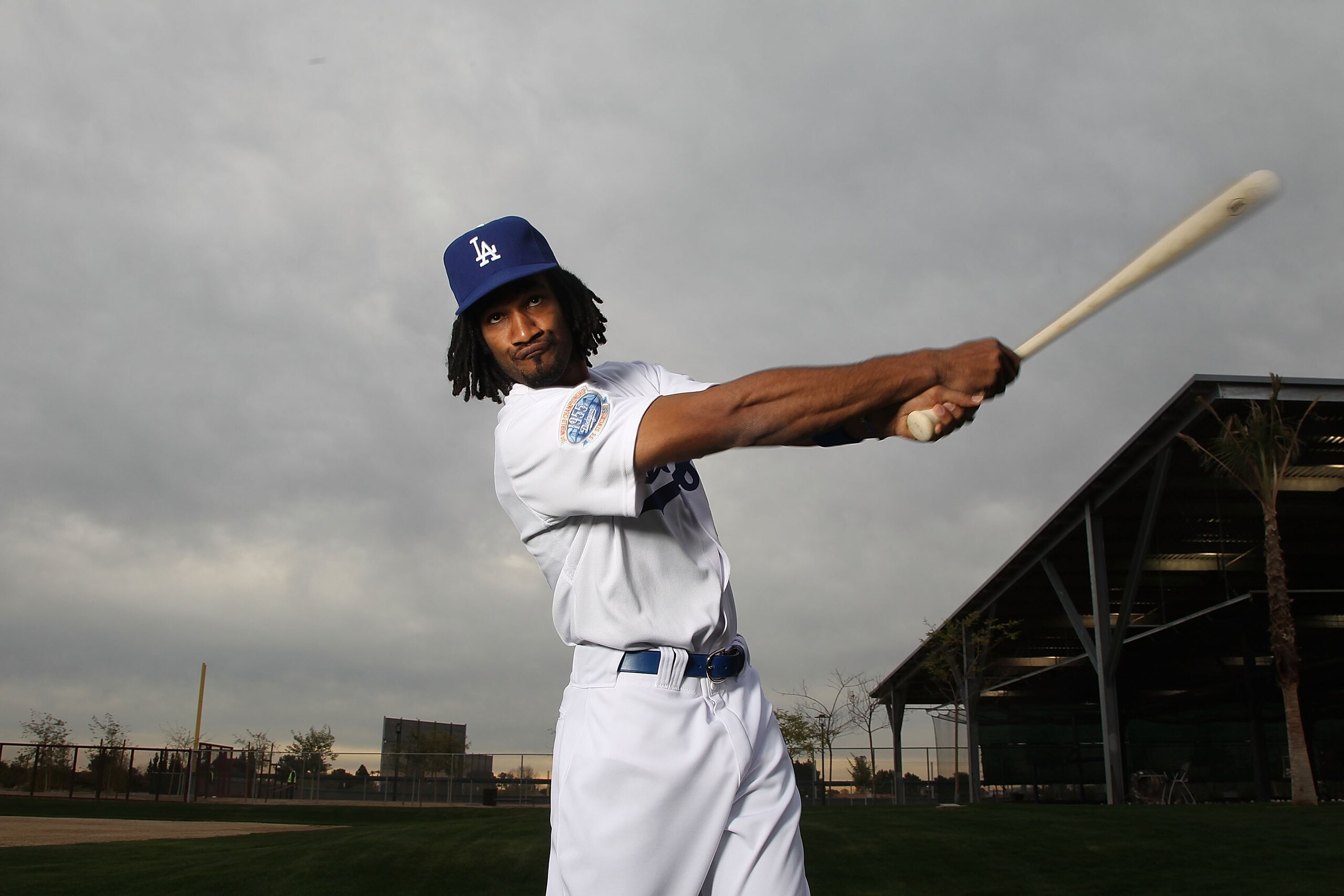 GLENDALE, AZ - FEBRUARY 27:  Brian Barton of the Los Angeles Dodgers poses during media photo day on February 27, 2010 at the Ballpark at Camelback Ranch, in Glendale, Arizona.  (Photo by Jed Jacobsohn/Getty Images)