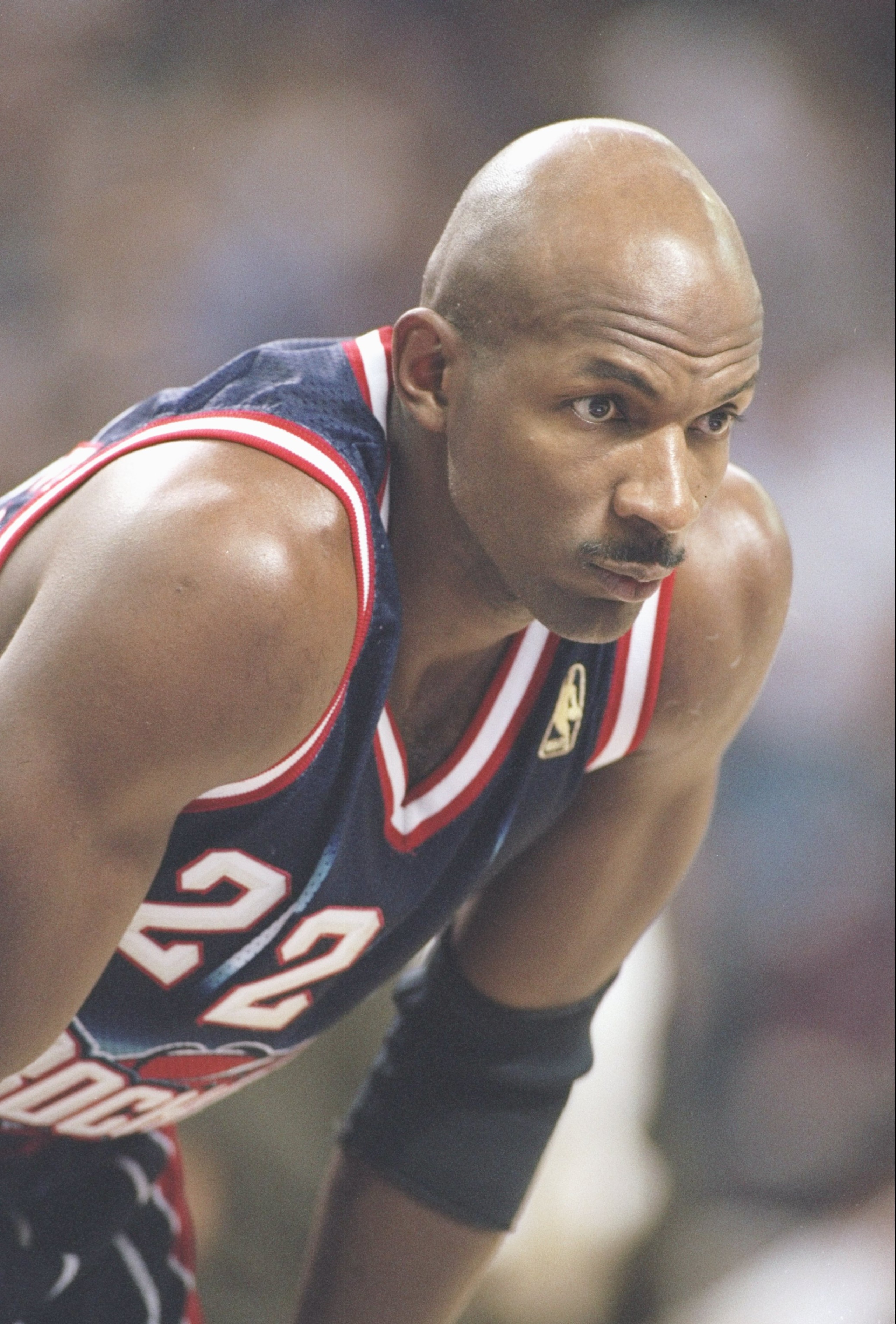 5 Nov 1996:  Guard Clyde Drexler of the Houston Rockets looks on during a game against the Sacramento Kings at the ARCO Arena in Sacramento, California.  The Rockets won the game 102-80. Mandatory Credit: Otto Greule  /Allsport