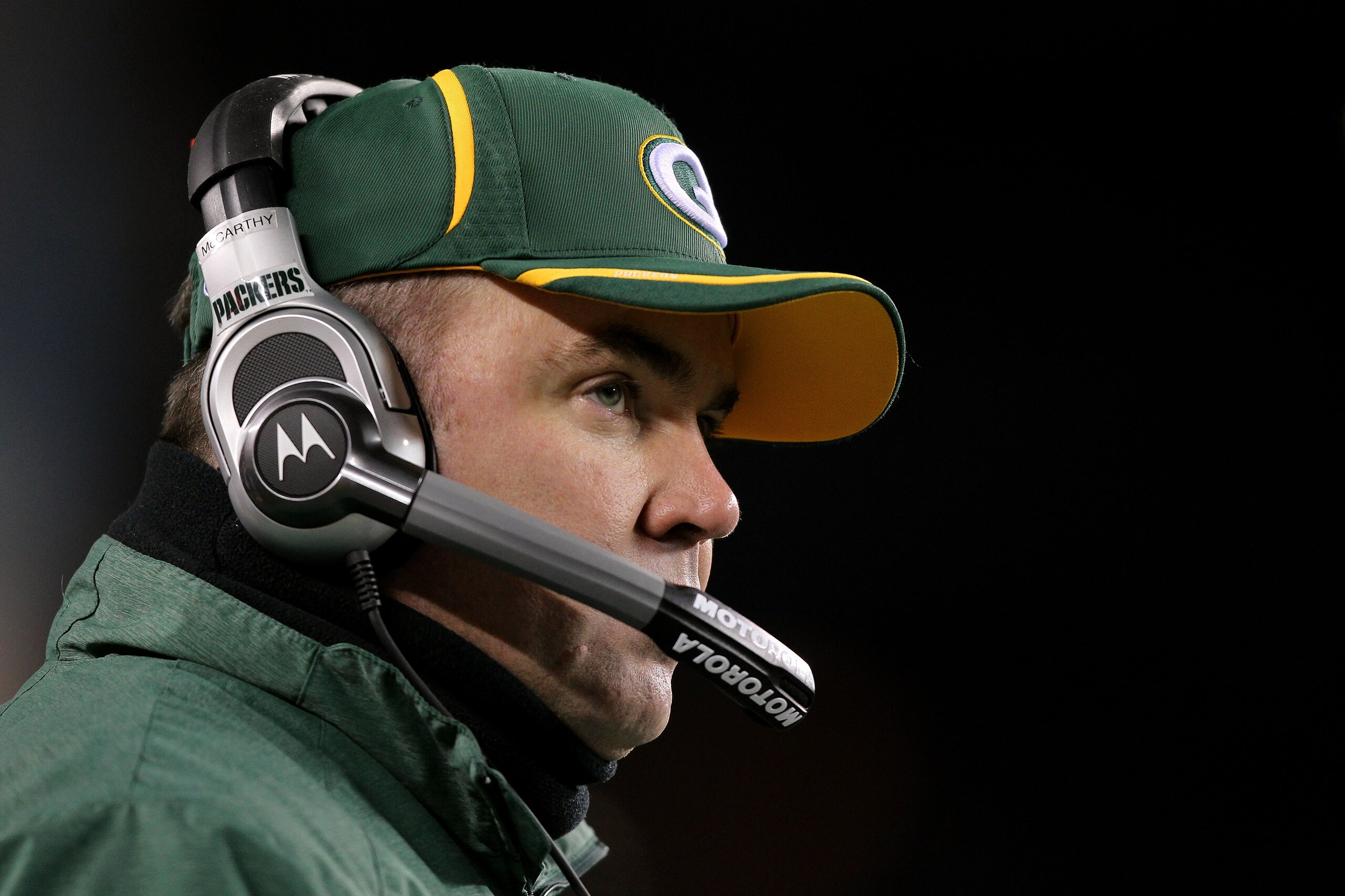 PHILADELPHIA, PA - JANUARY 09:  Head coach Mike McCarthy of the Green Bay Packers looks on during their game against the Philadelphia Eagles during the 2011 NFC wild card playoff game at Lincoln Financial Field on January 9, 2011 in Philadelphia, Pennsylv