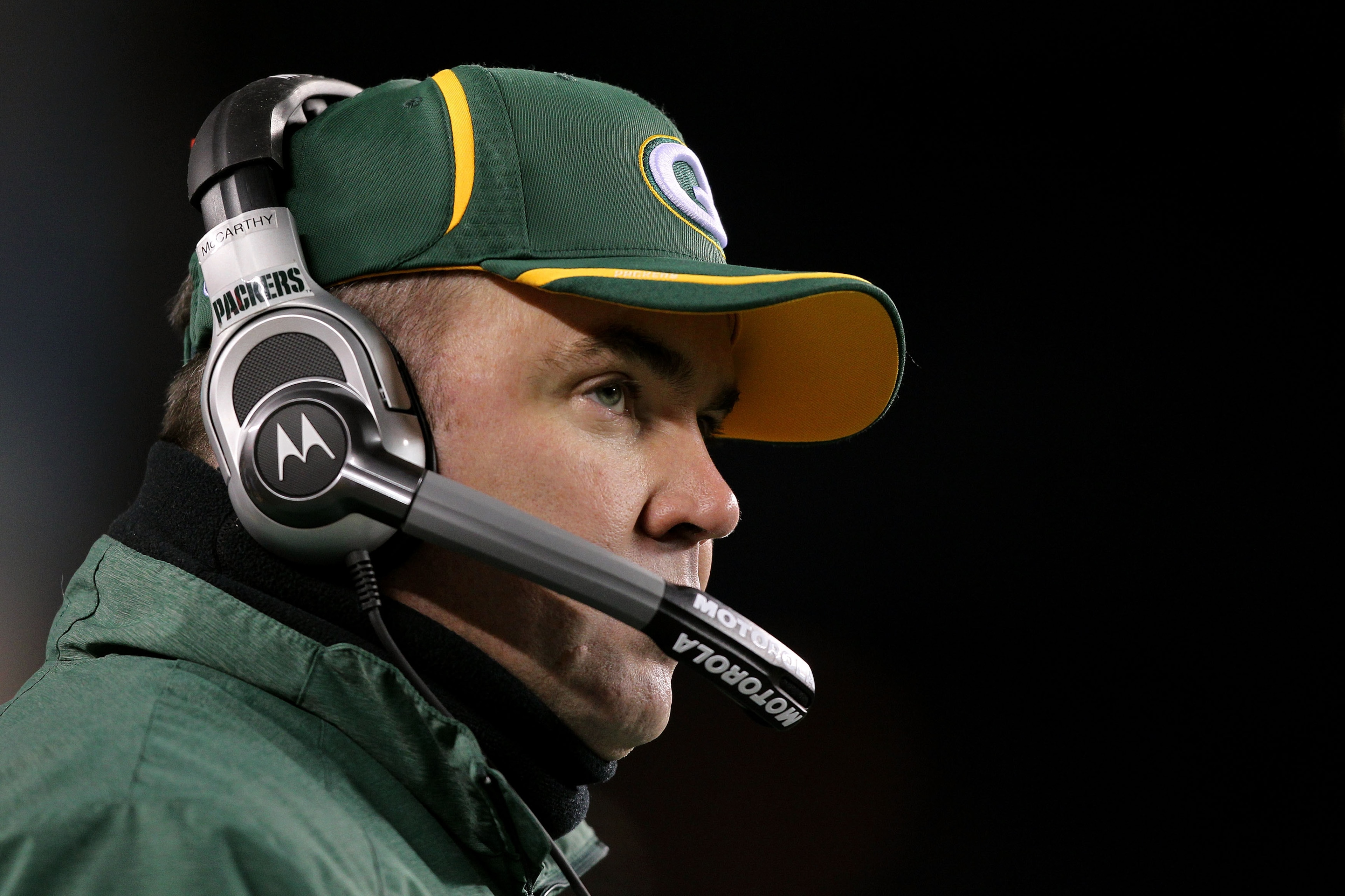 PHILADELPHIA, PA - JANUARY 09:  Head coach Mike McCarthy of the Green Bay Packers looks on during their game against the Philadelphia Eagles during the 2011 NFC wild card playoff game at Lincoln Financial Field on January 9, 2011 in Philadelphia, Pennsylv