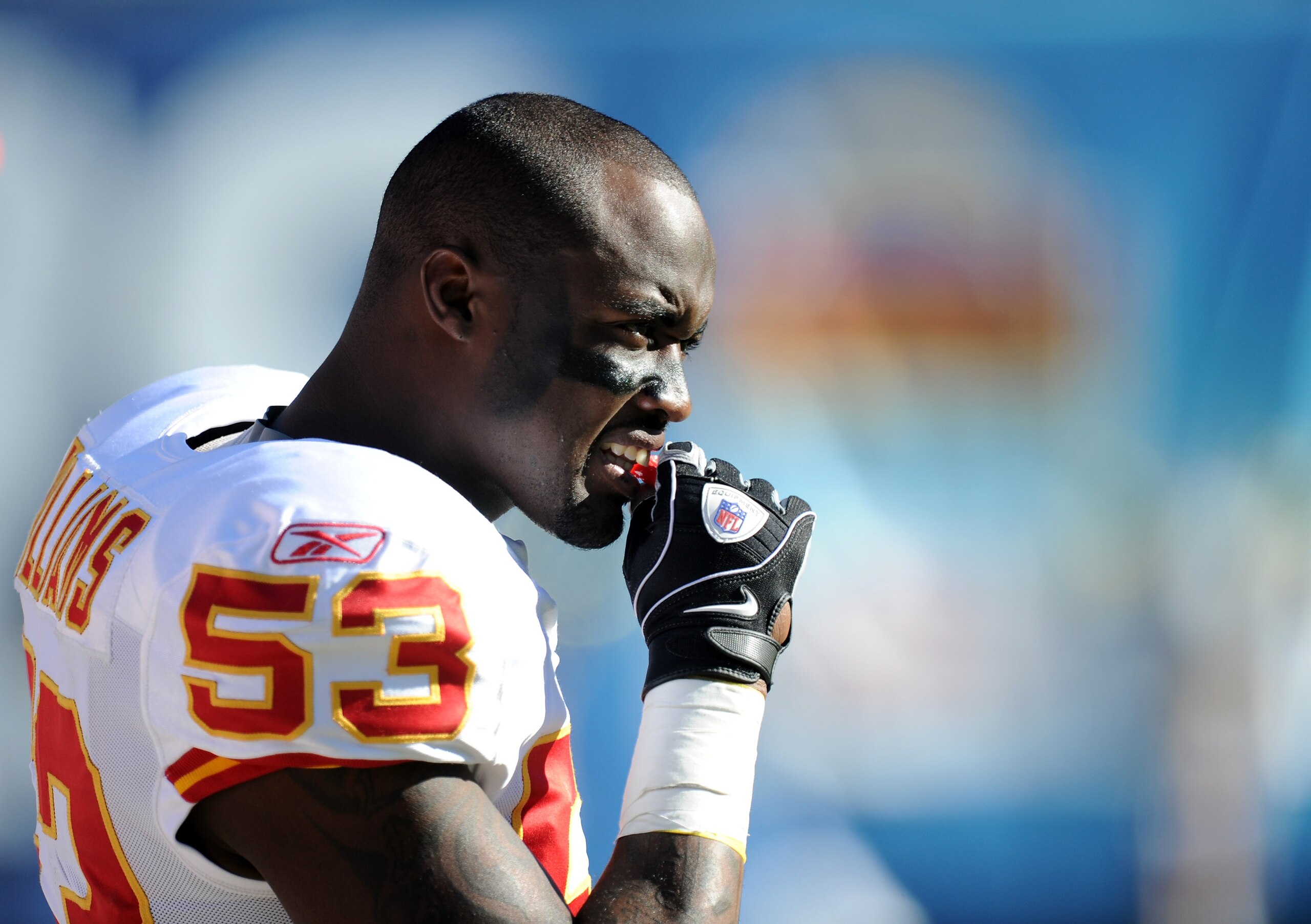 SAN DIEGO, CA - DECEMBER 12:  Demorrio Williams #53 of the Kansas City Chiefs waits on the sidelines against the San Diego Chargers at Qualcomm Stadium on December 12, 2010 in San Diego, California.  (Photo by Harry How/Getty Images)