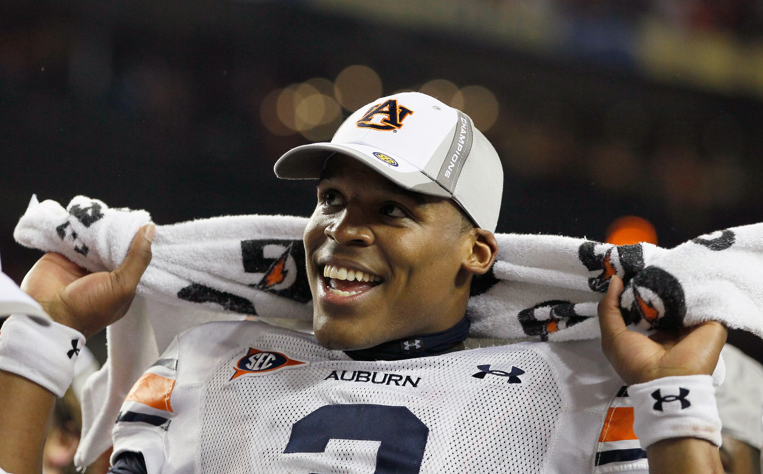ATLANTA, GA - DECEMBER 04:  Quarterback Cam Newton #2 of the Auburn Tigers celebrates after their 56-17 win over the South Carolina Gamecocks during the 2010 SEC Championship at Georgia Dome on December 4, 2010 in Atlanta, Georgia.  (Photo by Kevin C. Cox