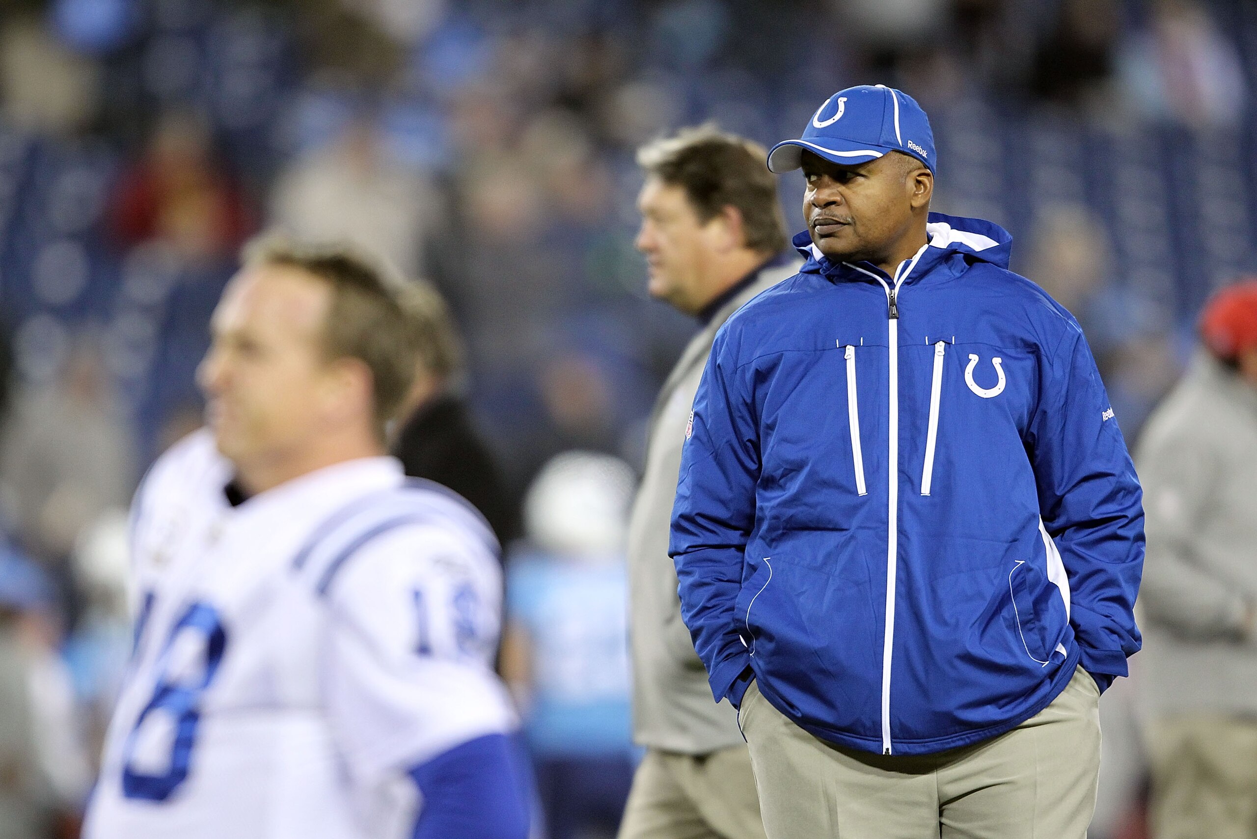 NASHVILLE, TN - DECEMBER 09: Jim Caldwell the Head Coach of the Indianapolis Colts watches his team stretch before the NFL game against the Tennessee Titans at LP Field on December 9, 2010 in Nashville, Tennessee. (Photo by Andy Lyons/Getty Images) NASHVILLE, TN - DECEMBER 09: Jim Caldwell the Head Coach of the Indianapolis Colts watches his team stretch before the NFL game against the Tennessee Titans at LP Field on December 9, 2010 in Nashville, Tennessee. (Photo by Andy Lyons/Getty Images)