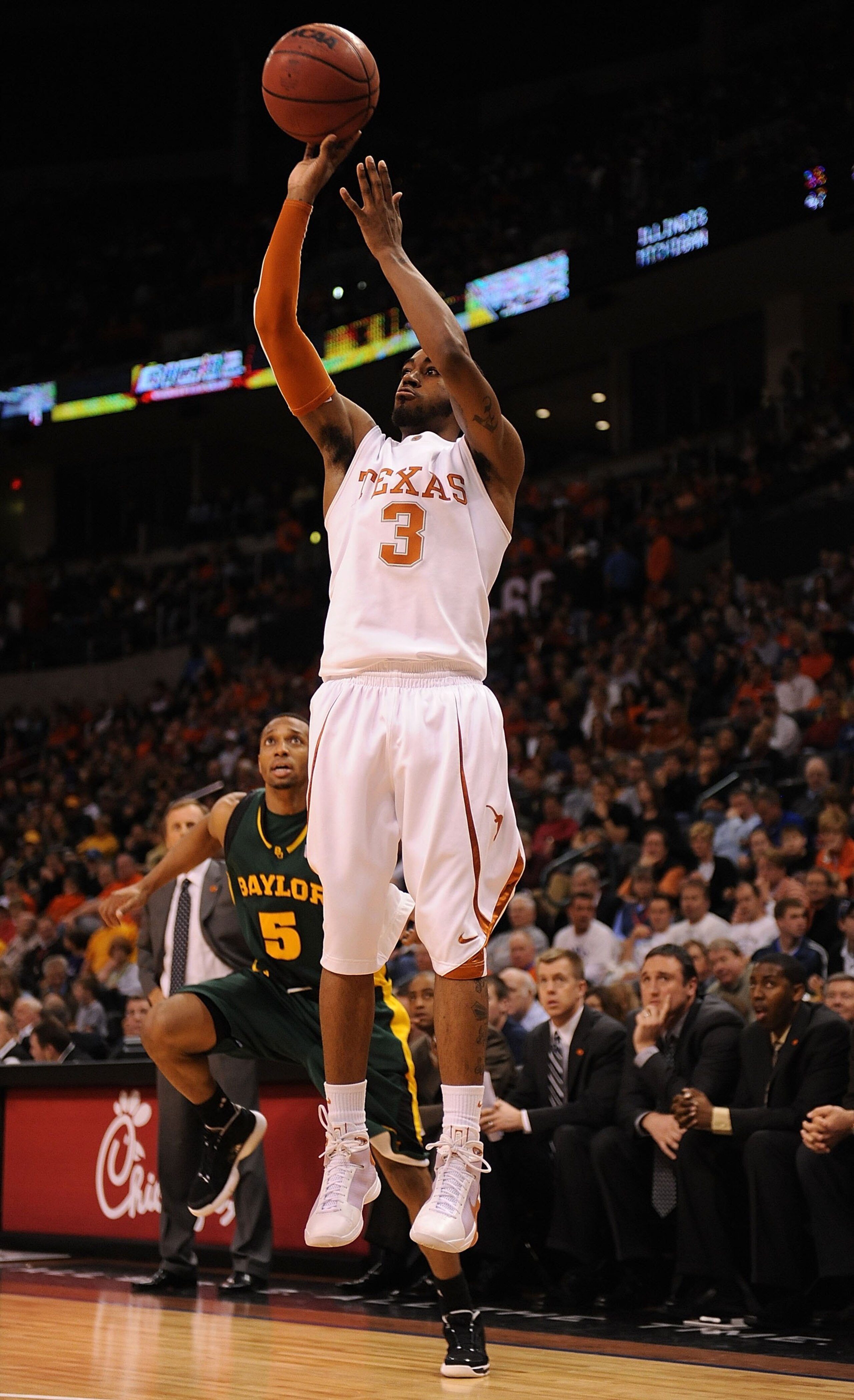 OKLAHOMA CITY - MARCH 13:  A.J. Abrams #3 of the Texas Longhorns during the Phillips 66 Big 12 Men's Basketball Championship Semifinals at the Ford Center March 13, 2009 in Oklahoma City, Oklahoma.  (Photo by Ronald Martinez/Getty Images)