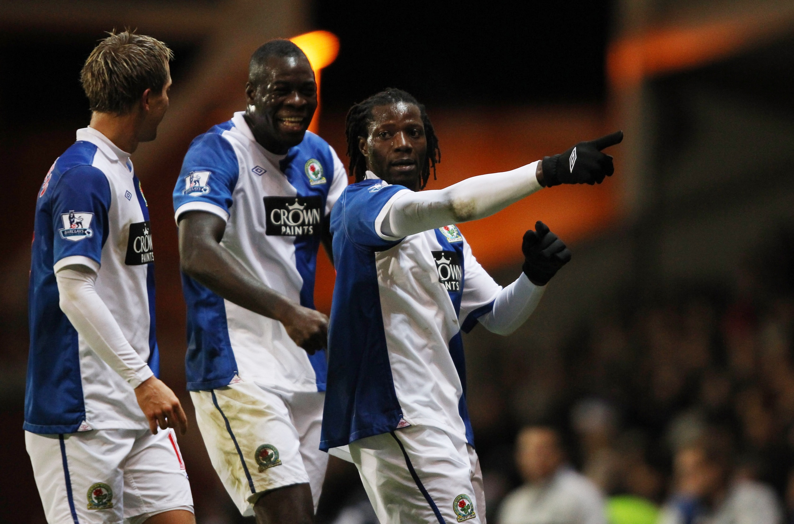 BLACKBURN, ENGLAND - JANUARY 05:  Benjani of Blackburn Rovers celebrates after scoring during a Barclays Premier league match betweem Blackburn Rovers and Liverpool at Ewood park on January 5, 2011 in Blackburn, England.  (Photo by Clive Brunskill/Getty I