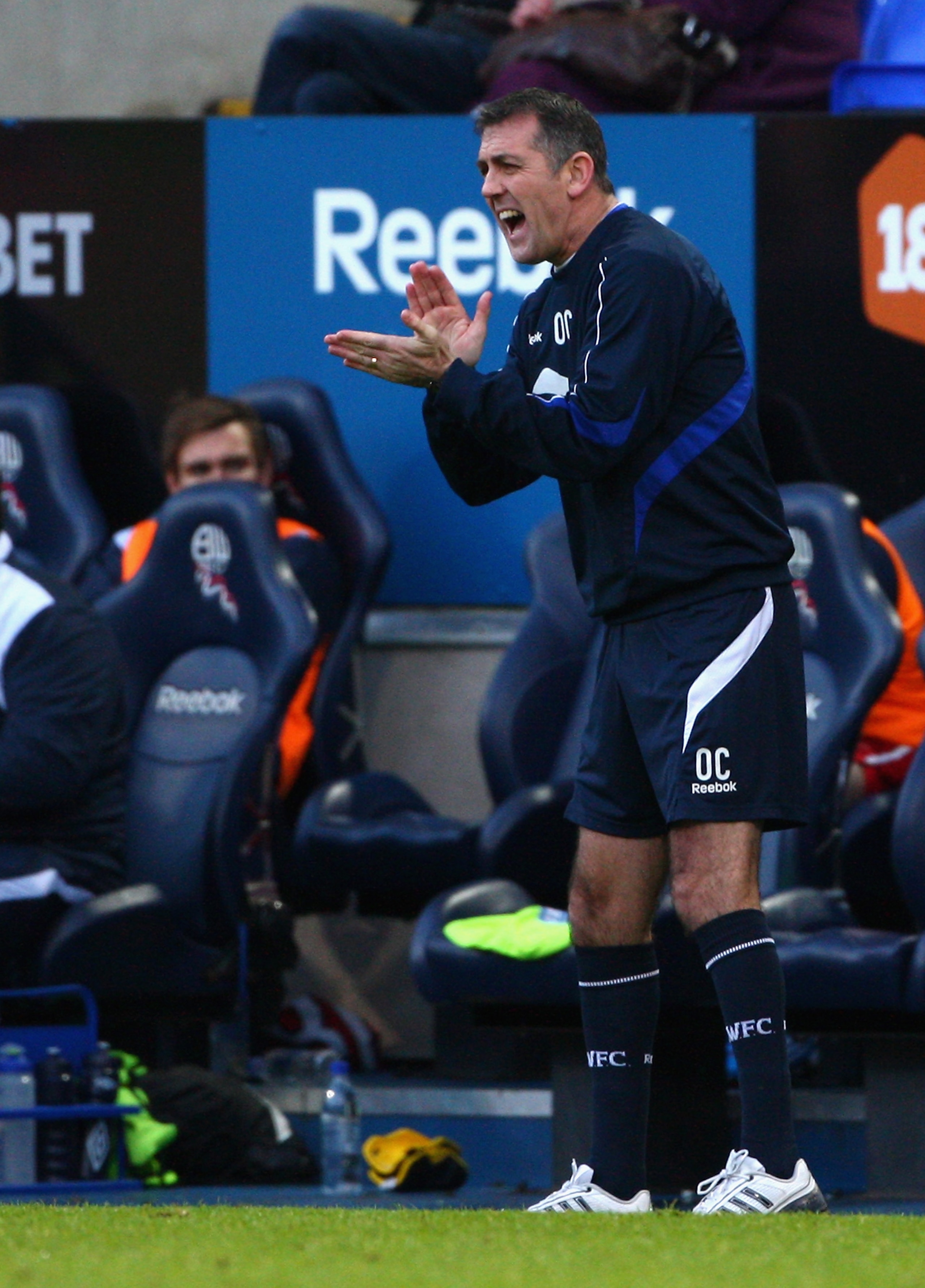 BOLTON, ENGLAND - JANUARY 08:  Bolton Wanderers manager Owen Coyle shouts instructions to his team in the first half during the F.A Cup sponsored by E.ON 3rd round match between Bolton Wanderers and York City at Reebok Stadium on January 8, 2011 in Bolton