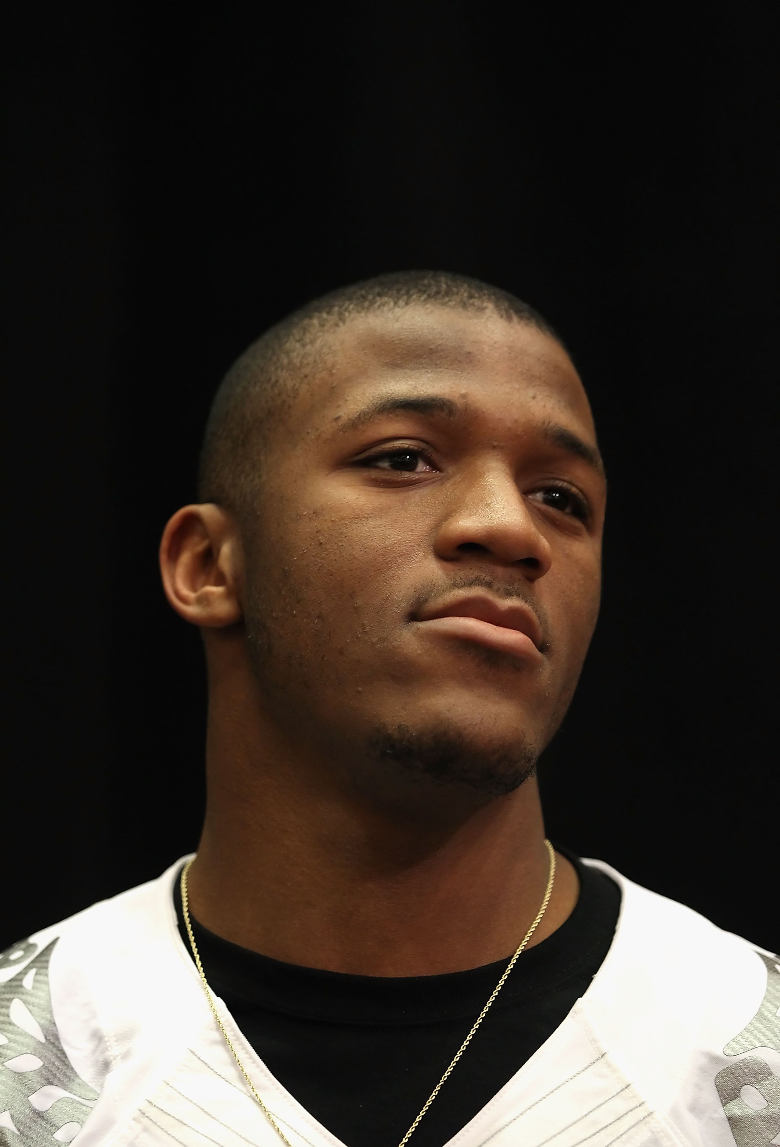 SCOTTSDALE, AZ - JANUARY 07:  Runningback LaMichael James #21 of the Oregon Ducks sits at a podium during Media Day for the Tostitos BCS National Championship Game at the JW Marriott Camelback Inn on January 7, 2011 in Scottsdale, Arizona.  (Photo by Chri