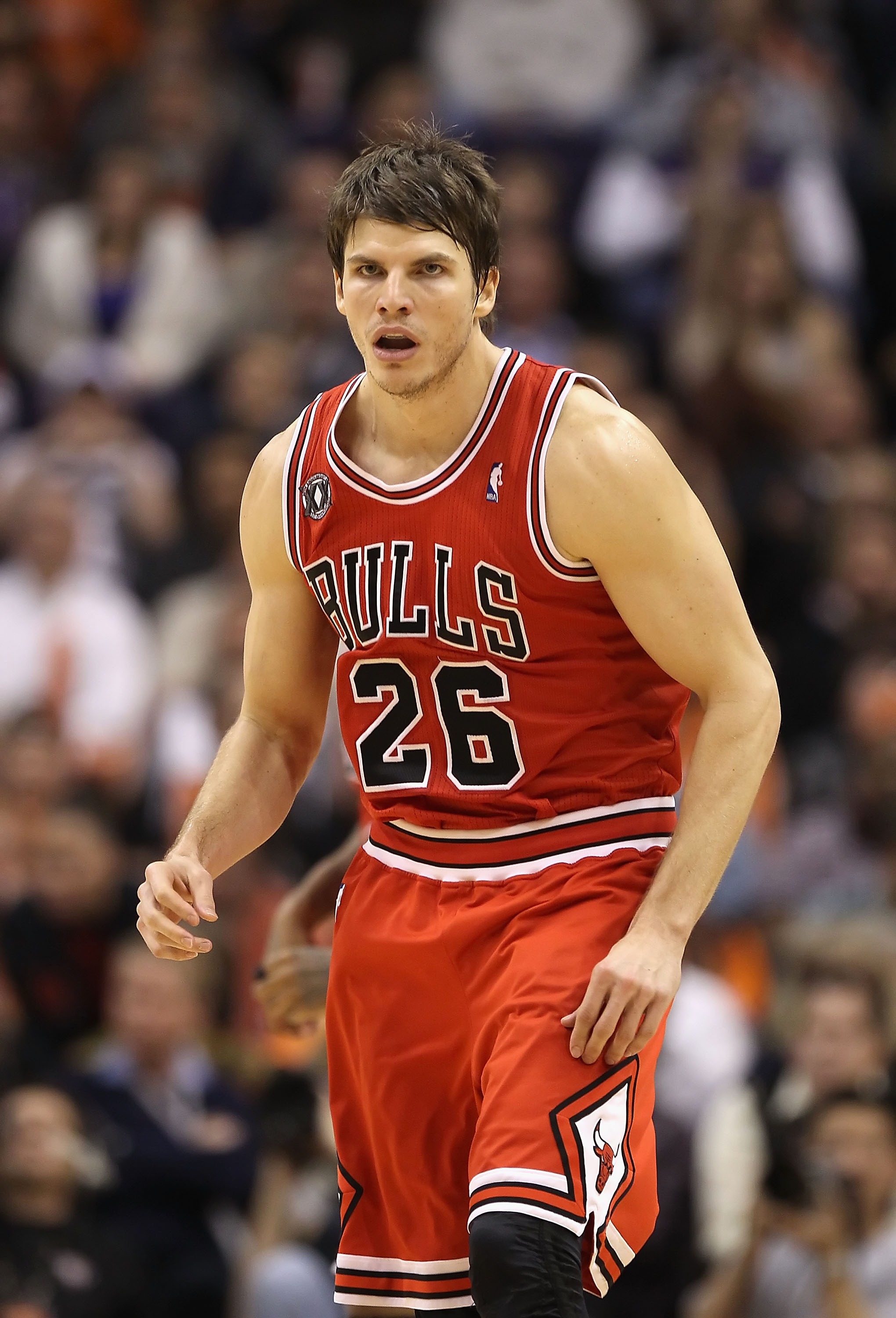 PHOENIX - NOVEMBER 24:  Kyle Korver #26 of the Chicago Bulls during the NBA game against the Phoenix Suns at US Airways Center on November 24, 2010 in Phoenix, Arizona. NOTE TO USER: User expressly acknowledges and agrees that, by downloading and or using