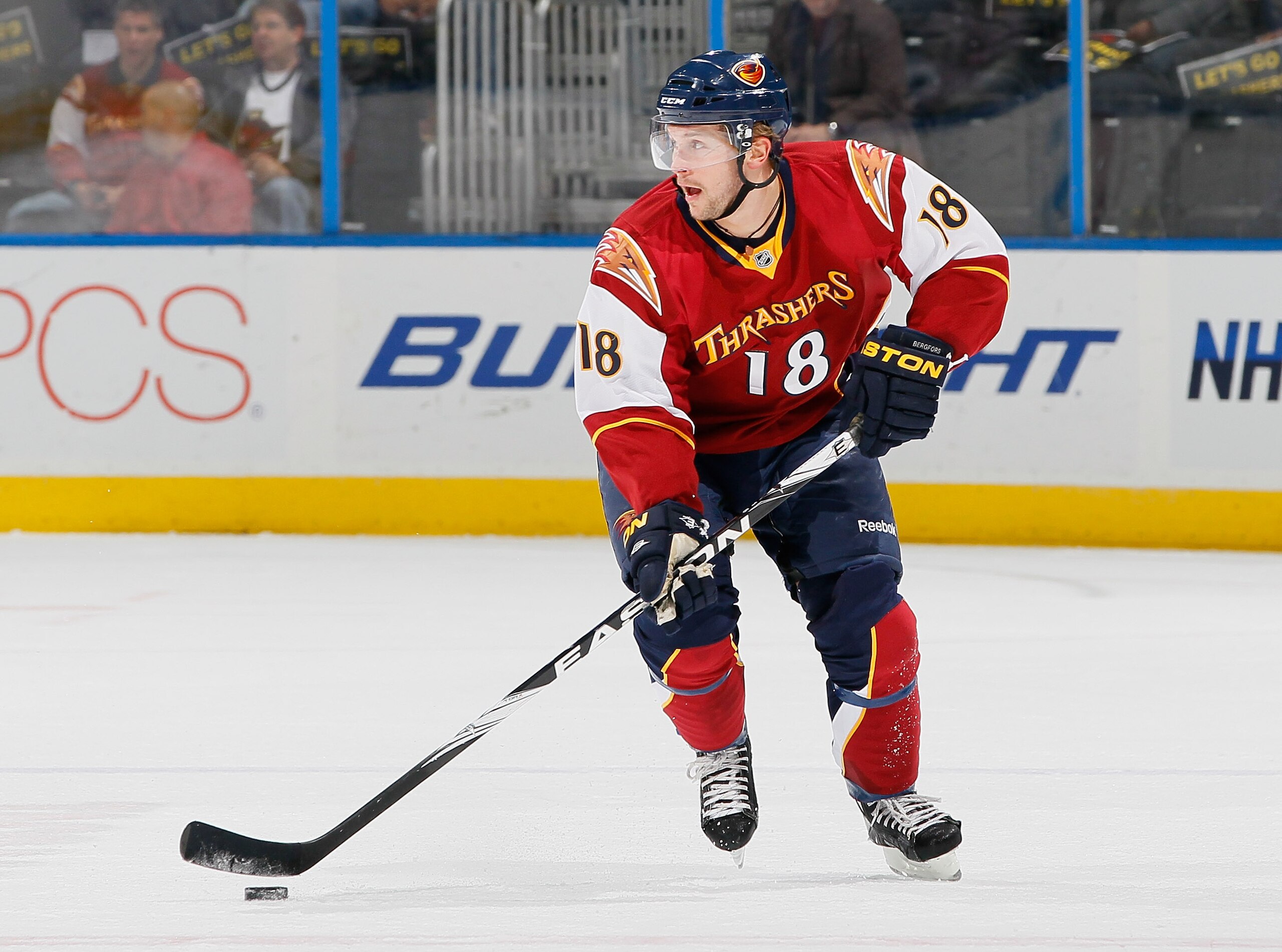 ATLANTA, GA - DECEMBER 10:  Niclas Bergfors #18 of the Atlanta Thrashers against the Colorado Avalanche at Philips Arena on December 10, 2010 in Atlanta, Georgia.  (Photo by Kevin C. Cox/Getty Images)