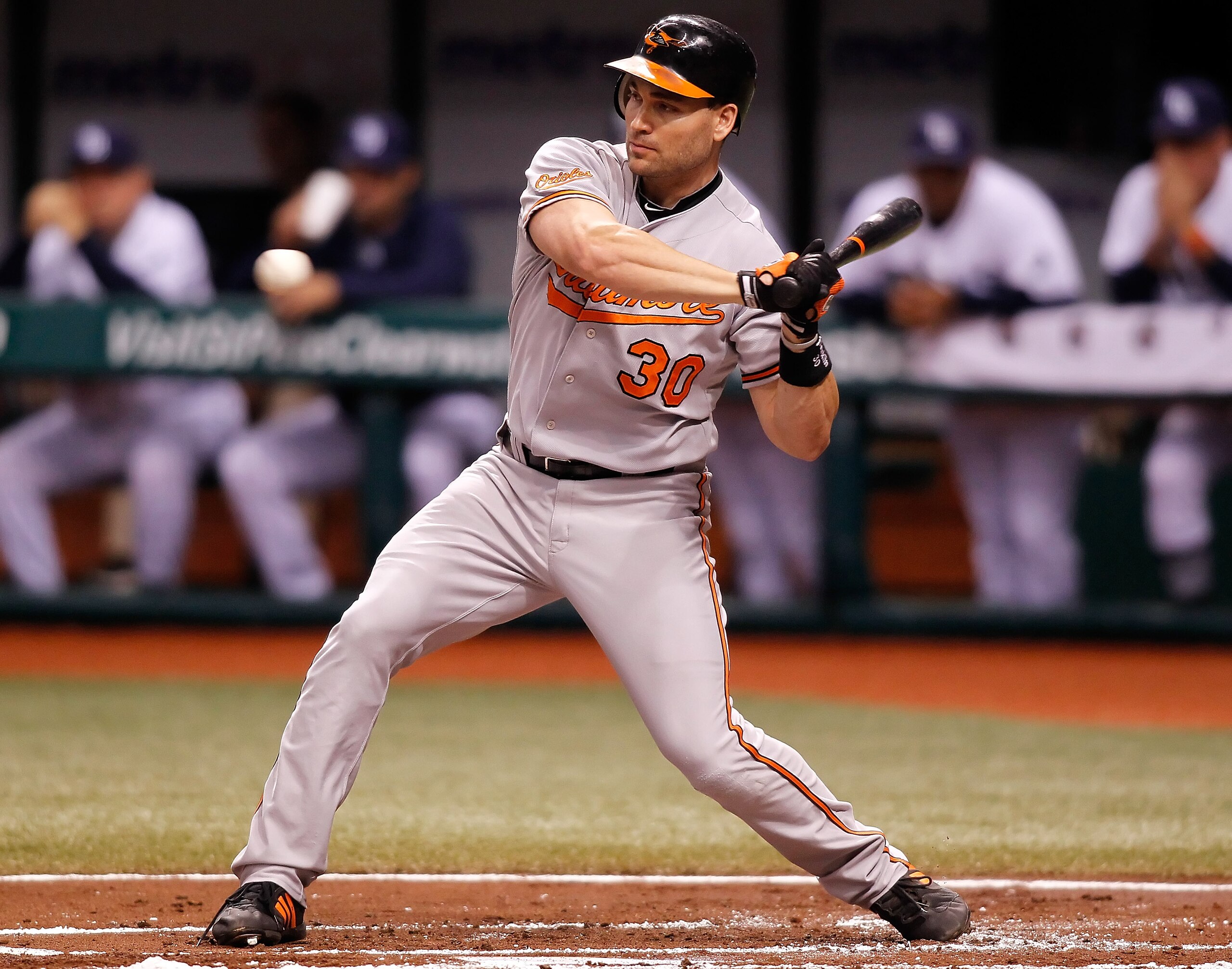 ST. PETERSBURG - SEPTEMBER 27:   Luke Scott #30 of the Baltimore Orioles bats against the Tampa Bay Rays during the game at Tropicana Field on September 27, 2010 in St. Petersburg, Florida.  (Photo by J. Meric/Getty Images)