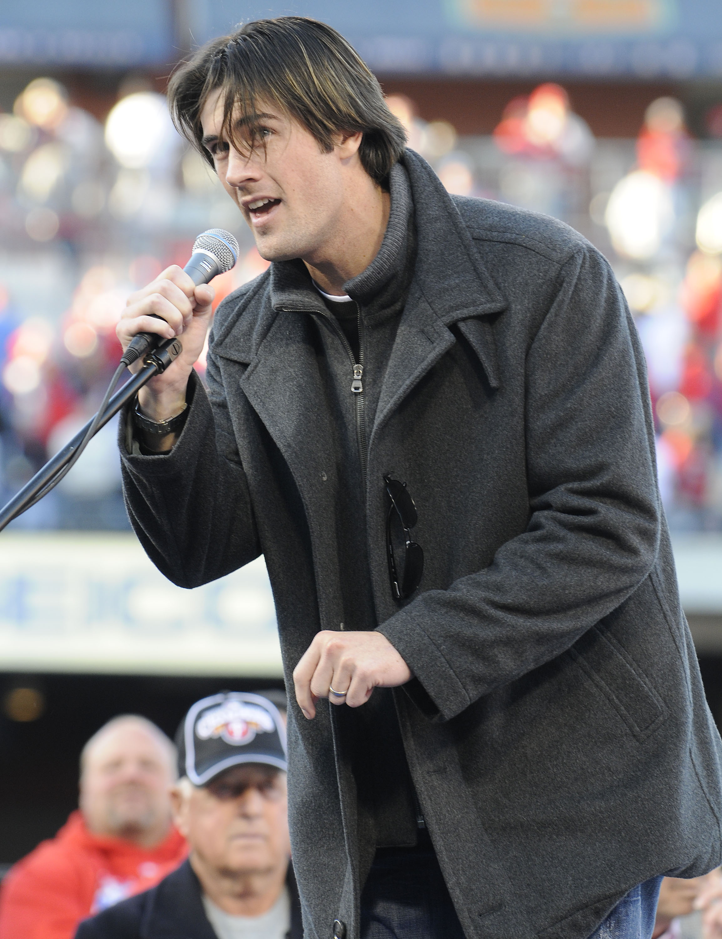 PHILADELPHIA, PA - OCTOBER 31: Philadelphia Phillies Cole Hamels  speaks at a victory rally at Citizens Bank Park October 31, 2008 in Philadelphia, Pennsylvania. The Phillies defeated the Tampa Bay  Rays to win their first World Series in 28 years. (Photo