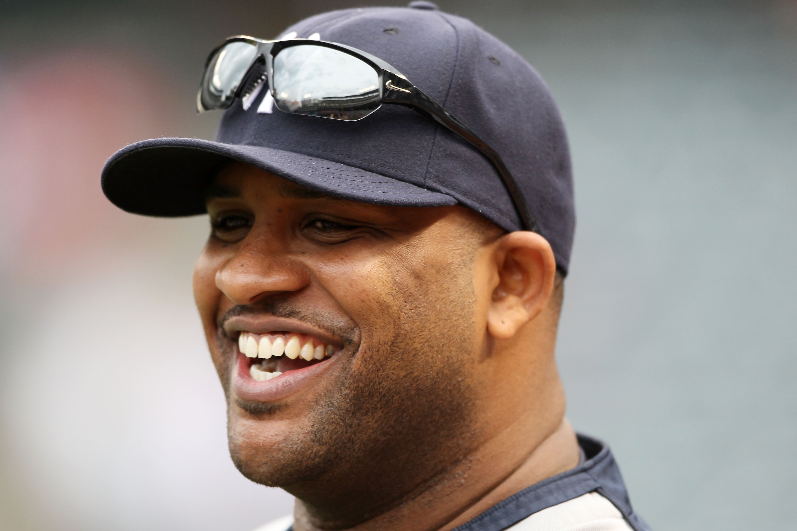 ARLINGTON, TX - OCTOBER 22:  CC Sabathia #52 of the New York Yankees looks on during batting practice prior to playing the Texas Rangers in Game Six of the ALCS during the 2010 MLB Playoffs at Rangers Ballpark in Arlington on October 22, 2010 in Arlington